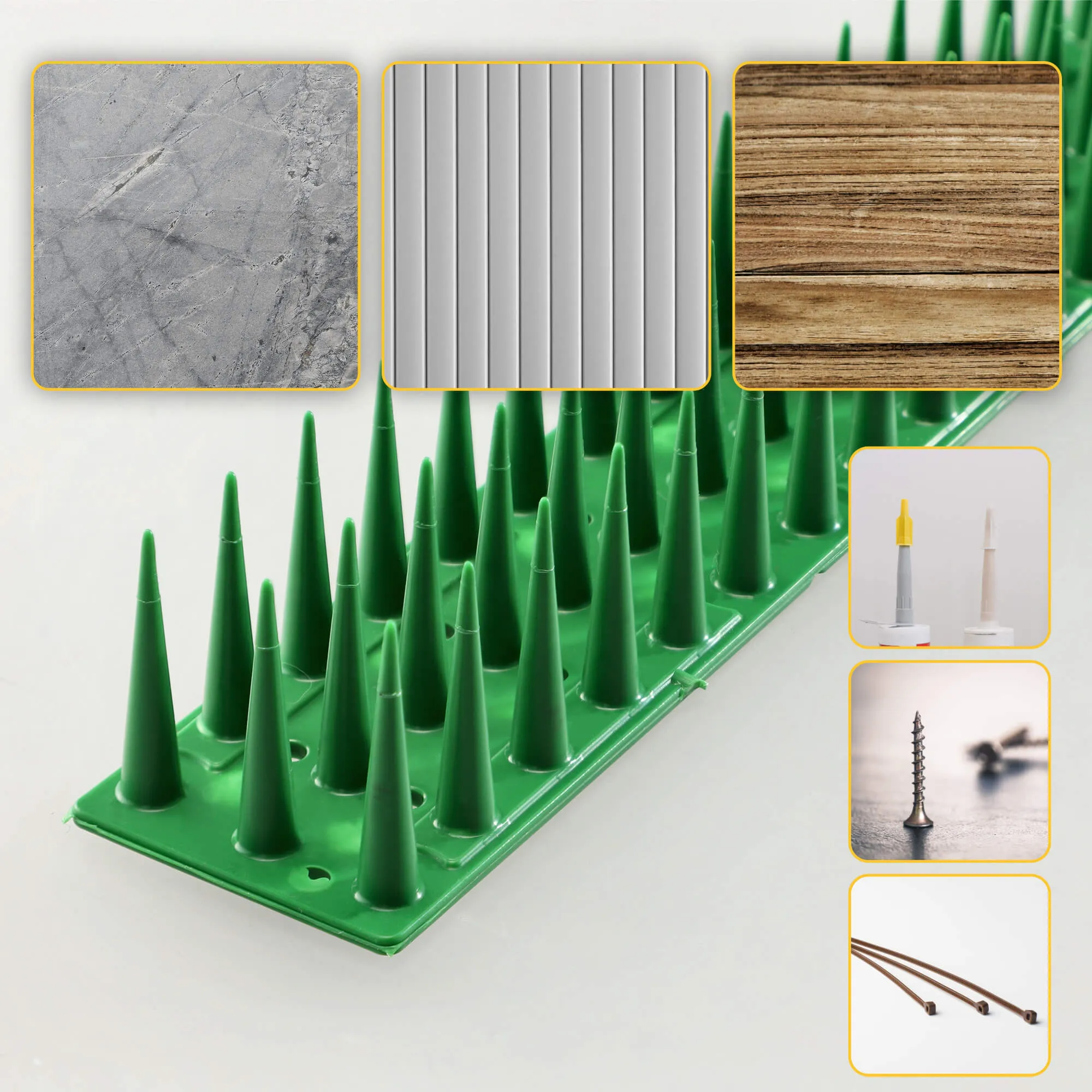 „Arcas“ plastikiniai paukščių apsaugos smaigai, žali, 12 vnt.