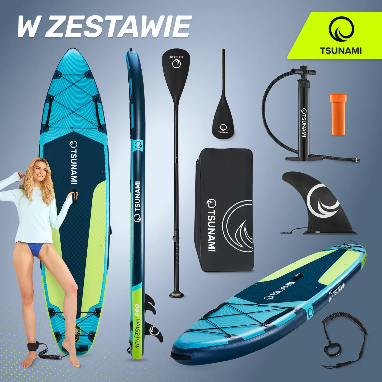 SUP PRO TSUNAMI irklentė 350 cm T14