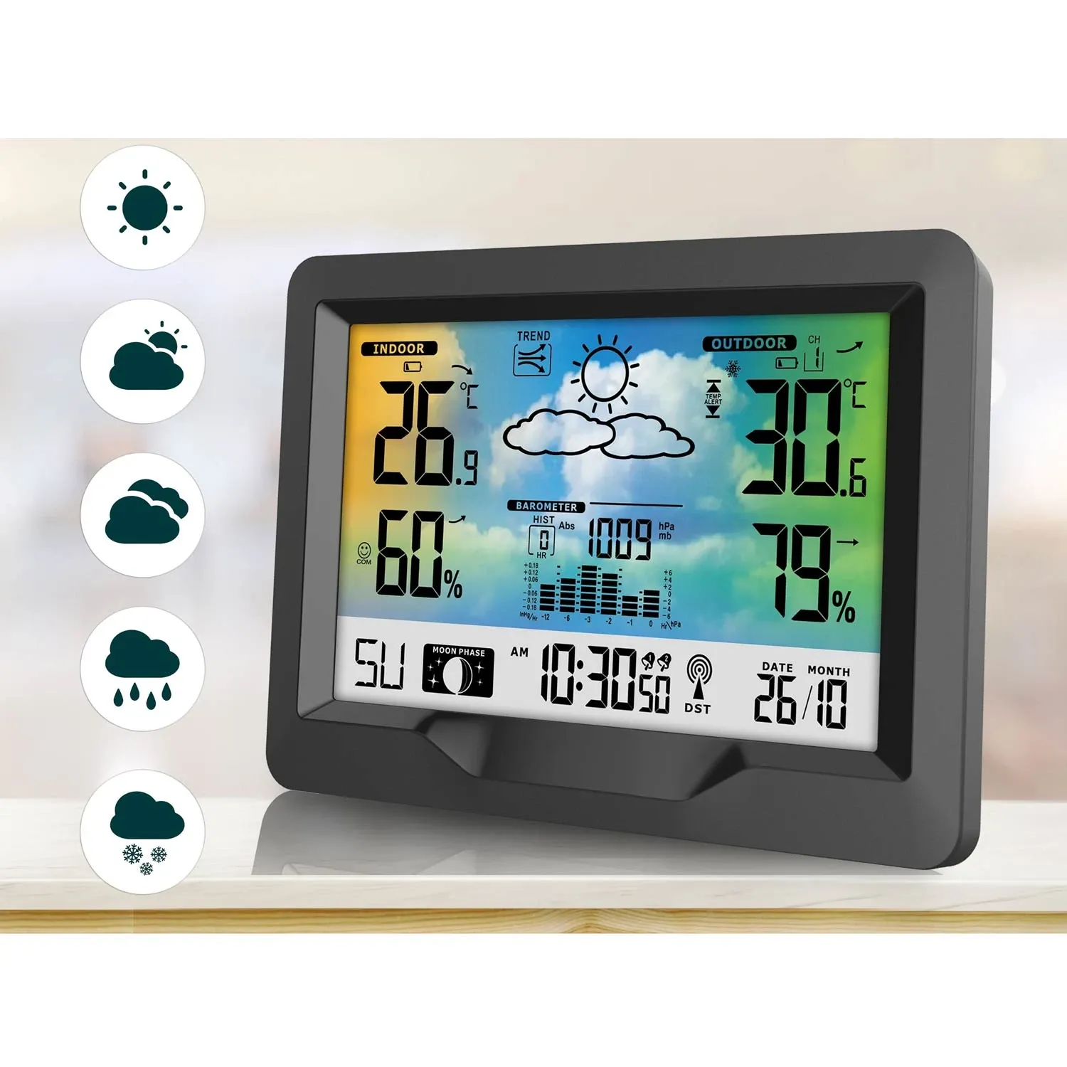 Meteorologinė stotelė su ekranu BD-901, juoda - nuotrauka 1