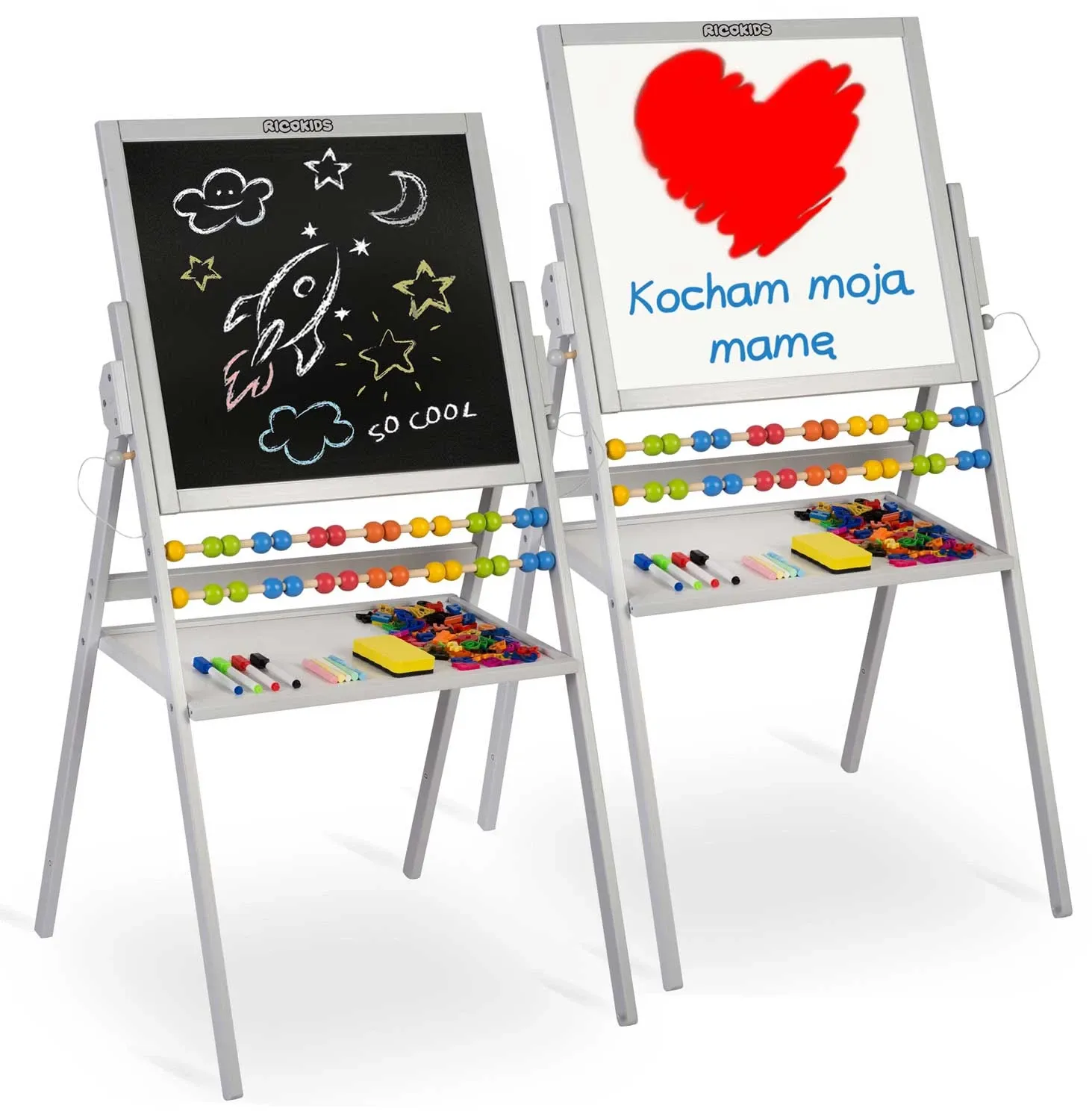 Ricokids magnetinė kreidinė lenta, besisukanti - pilka - nuotrauka 1