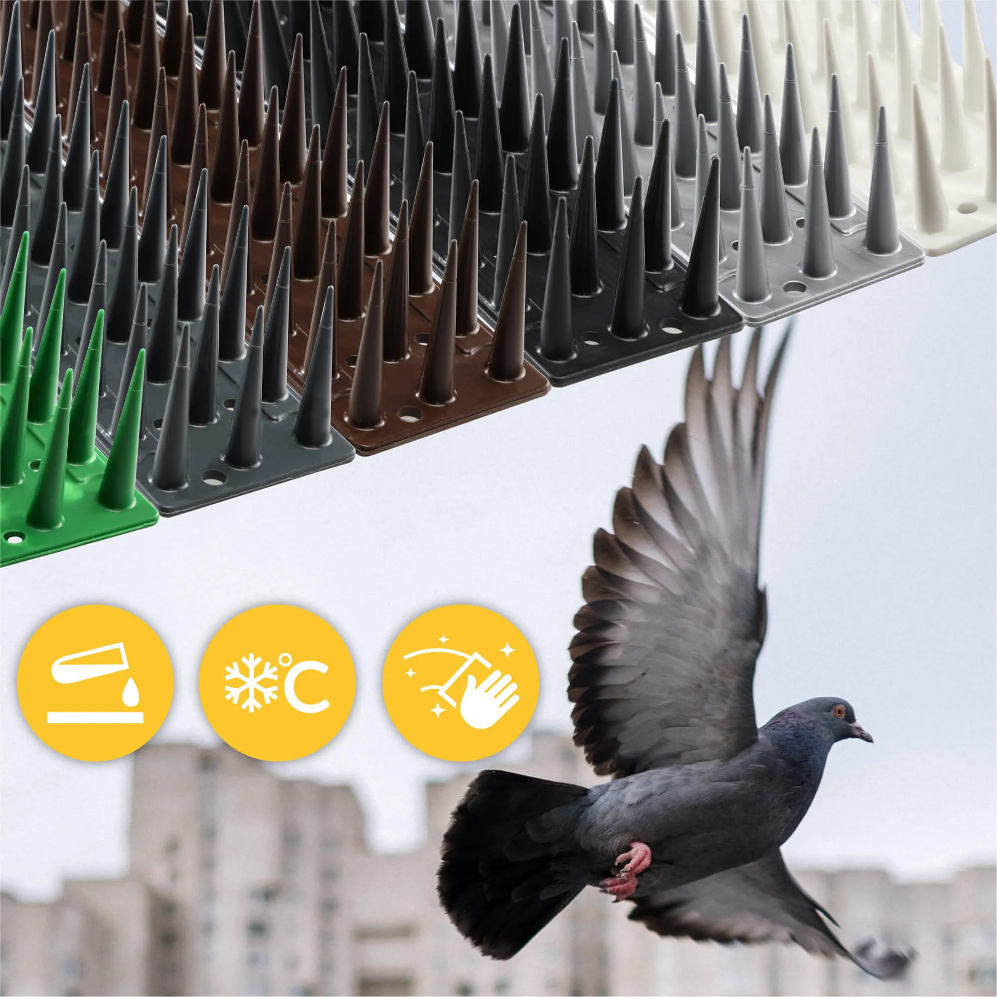 „Arcas“ plastikiniai paukščių apsaugos smaigai, žali, 1 vnt.