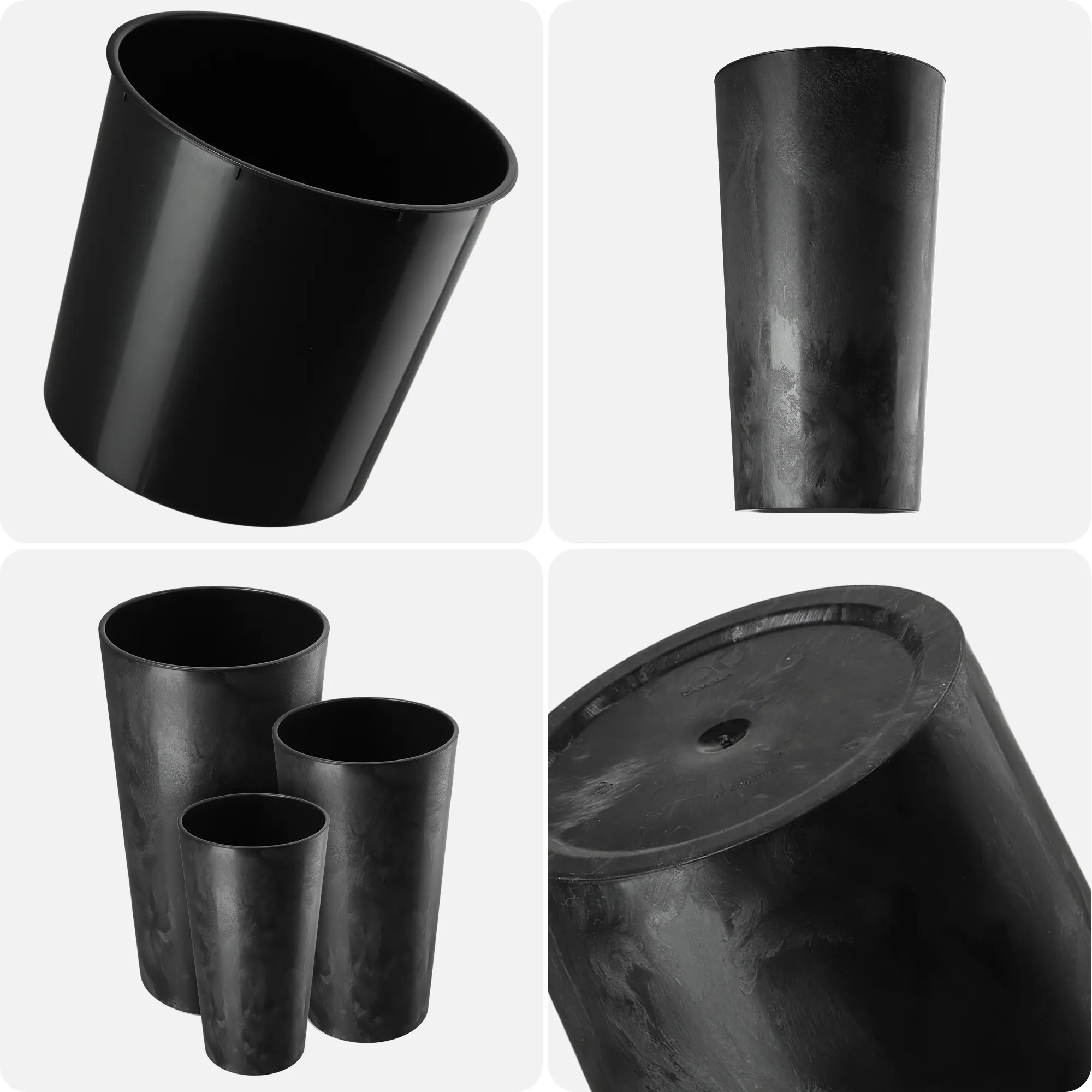 Merag gėlių vazonas 26 cm juodas betonas