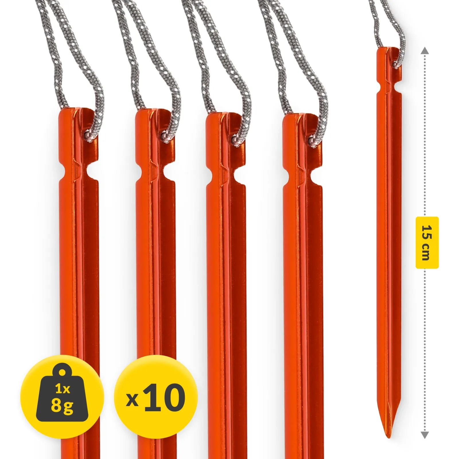 Aliuminio palapinės kuoliukų rinkinys 15 cm 10 vnt. - trikampiai