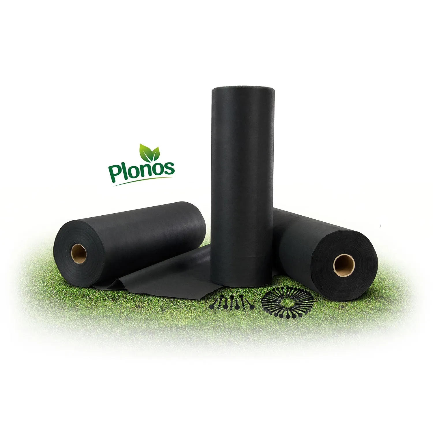 Sodo agrotekstilė 1,6 m x 100 m 90 g/m2 + 100 „Plonos“ smeigtukų - juoda - nuotrauka 1