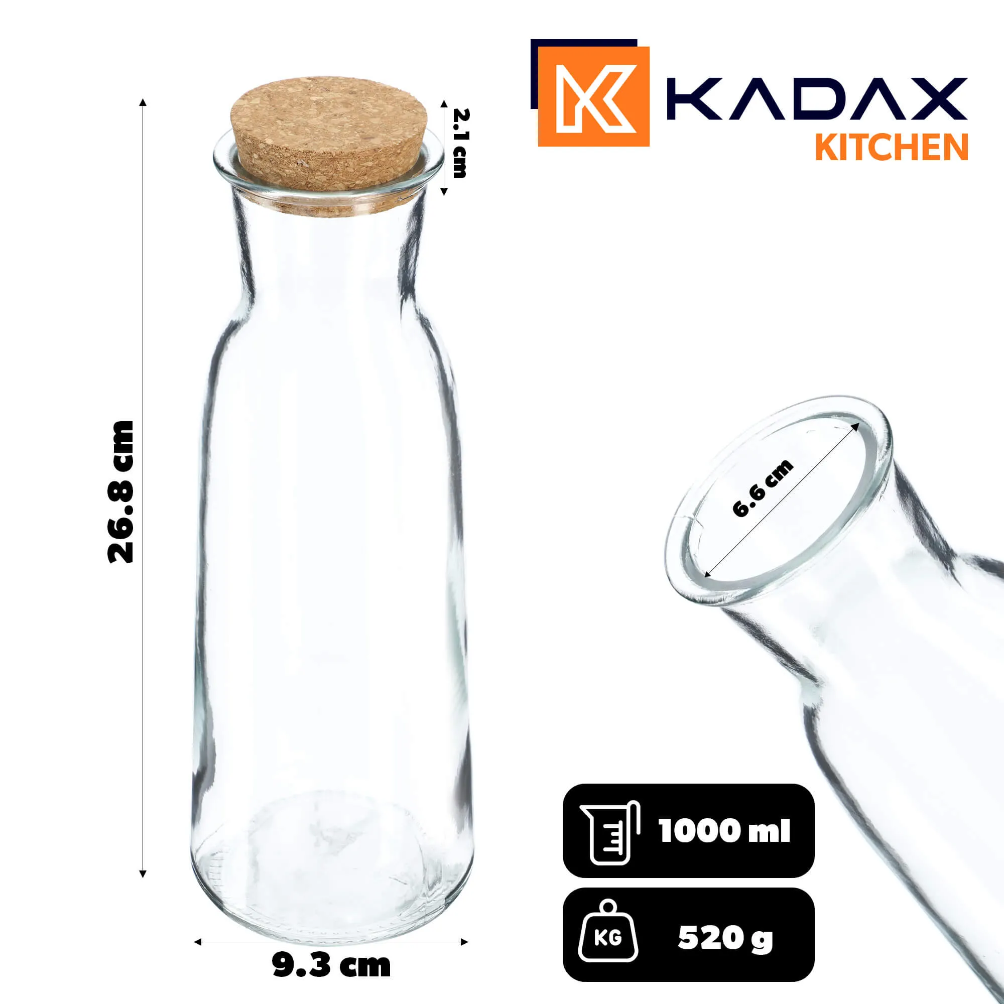 Atessa 1 l stiklinis termosas