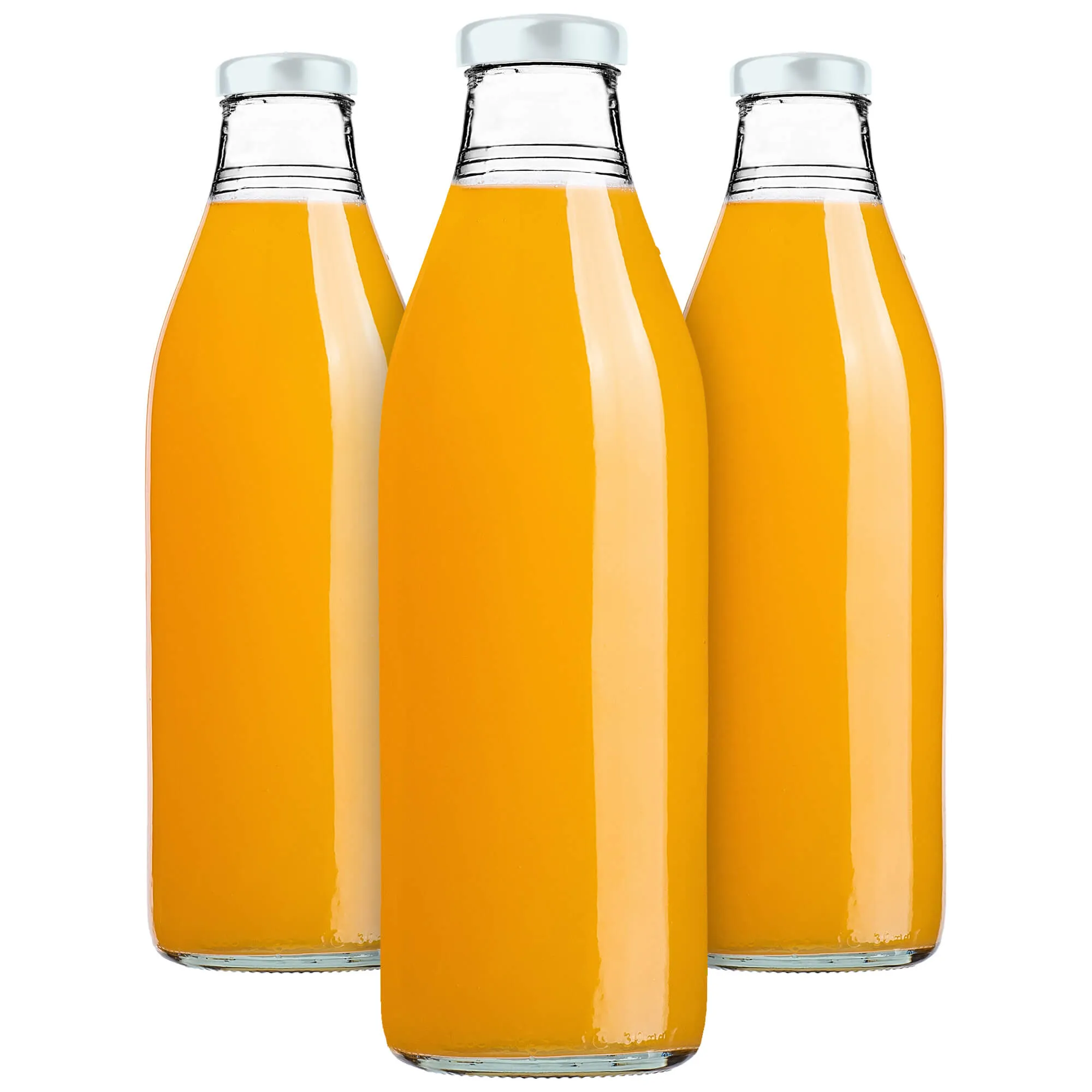 Arvigo 1 l stiklinis sulčių butelis su baltu dangteliu, 3 vnt.