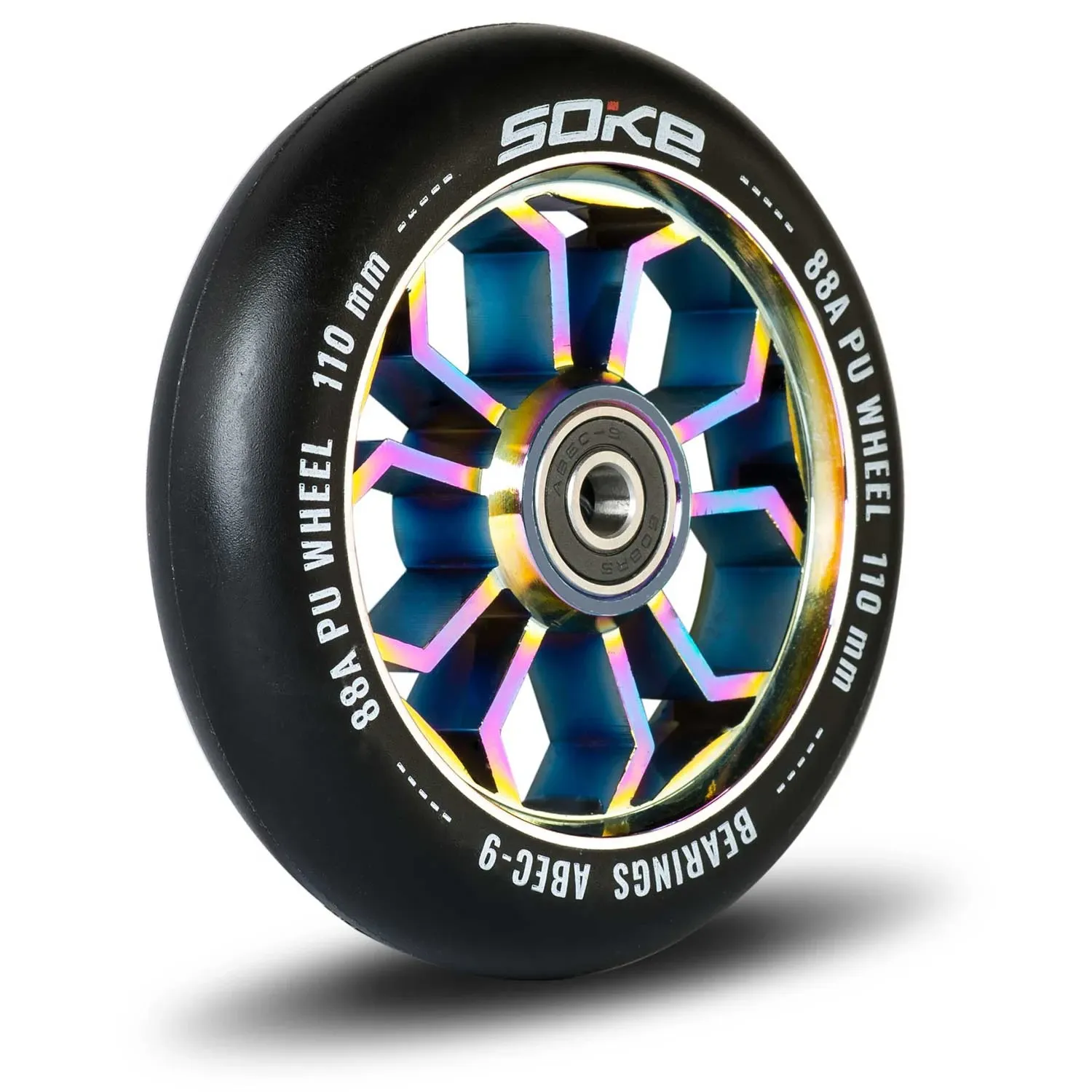 110 mm vaivorykštės spalvos paspirtuko ratukai, 2 vnt. - nuotrauka 1