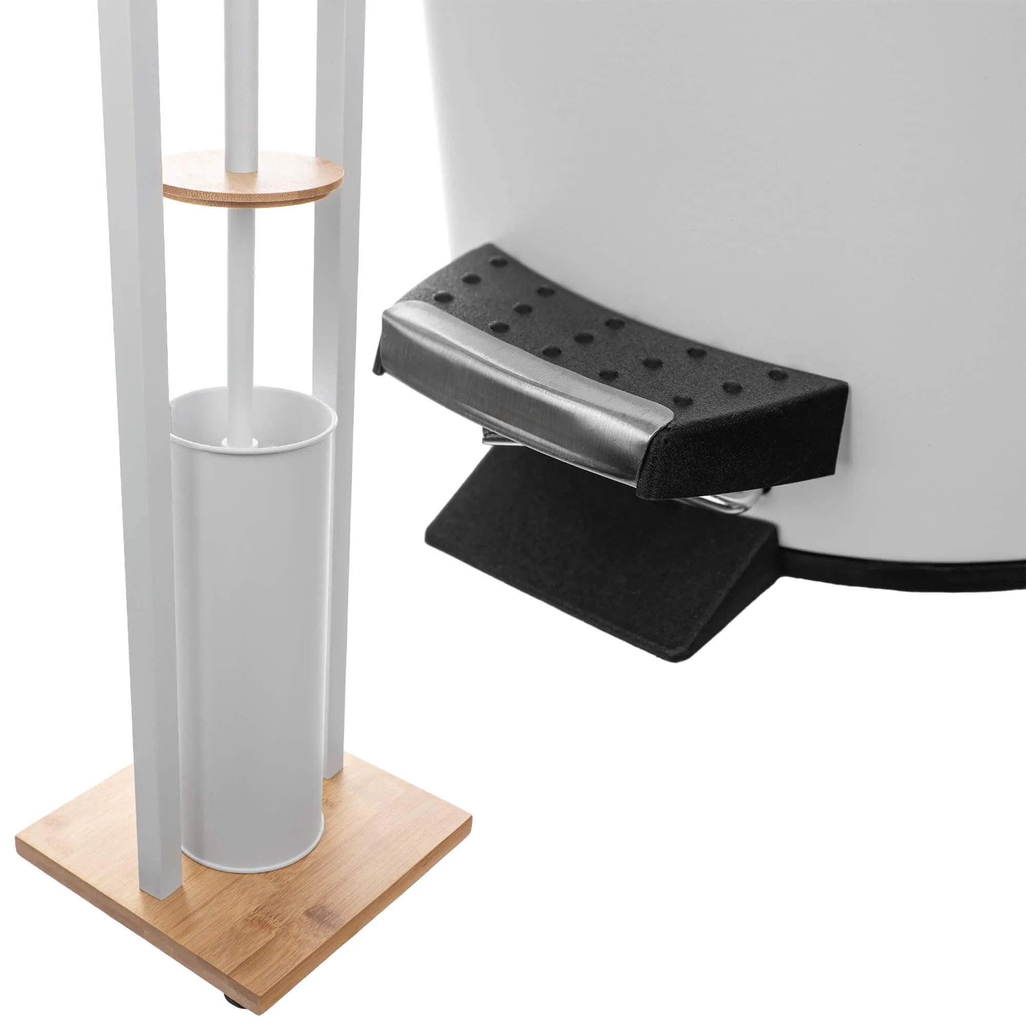 Guise vonios kambario komplektas tualetiniam popieriui ir šepetėlių laikikliui + 3 l krepšeliui, baltas