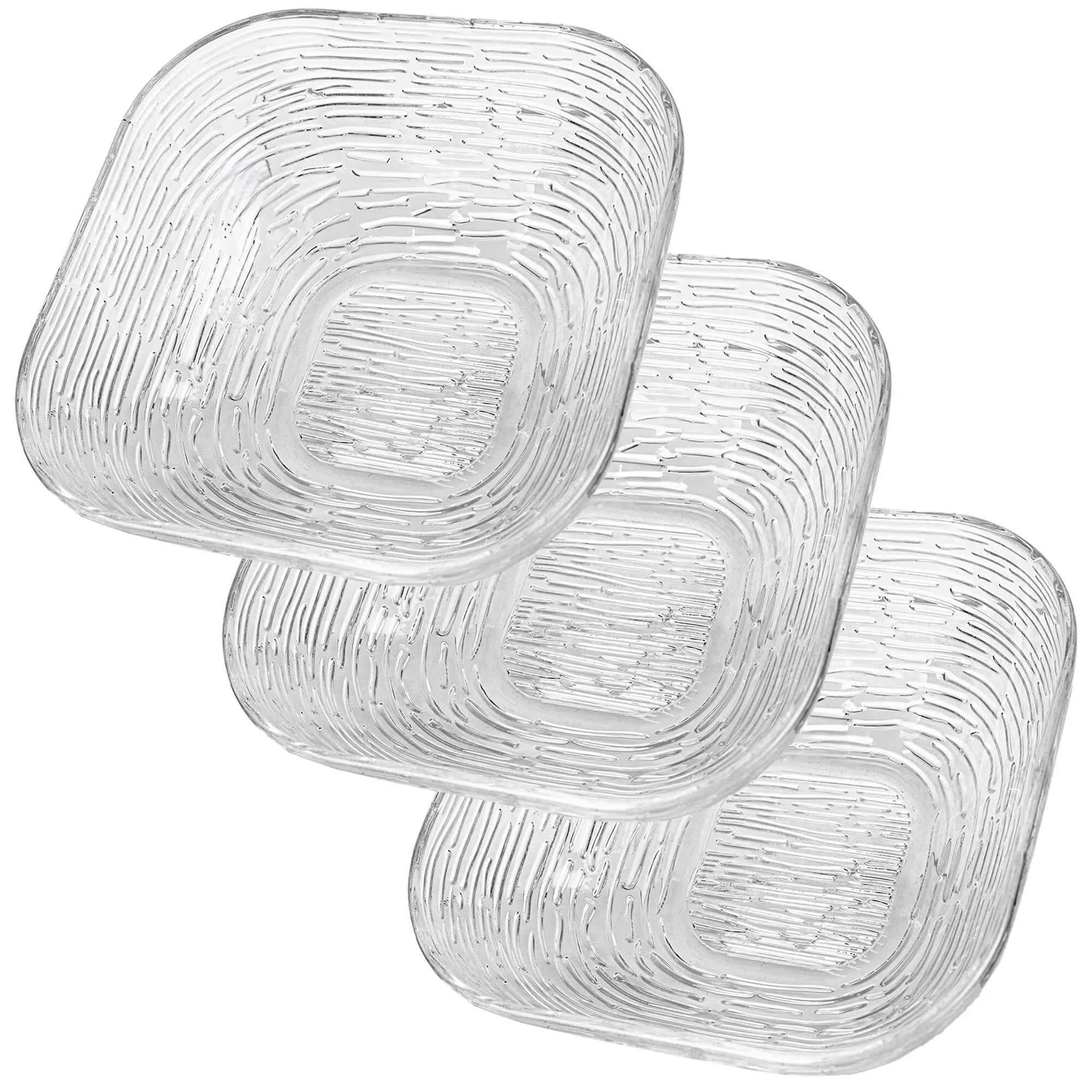 Venosa stikliniai salotų dubenėliai, 20 cm, žievės rašto, 3 vnt.