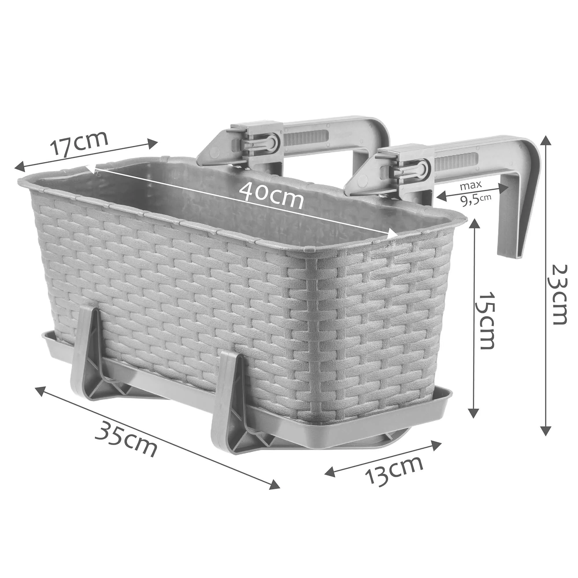 Rotango vazonas su lėkštute Frette 40 cm + 2 rankenos