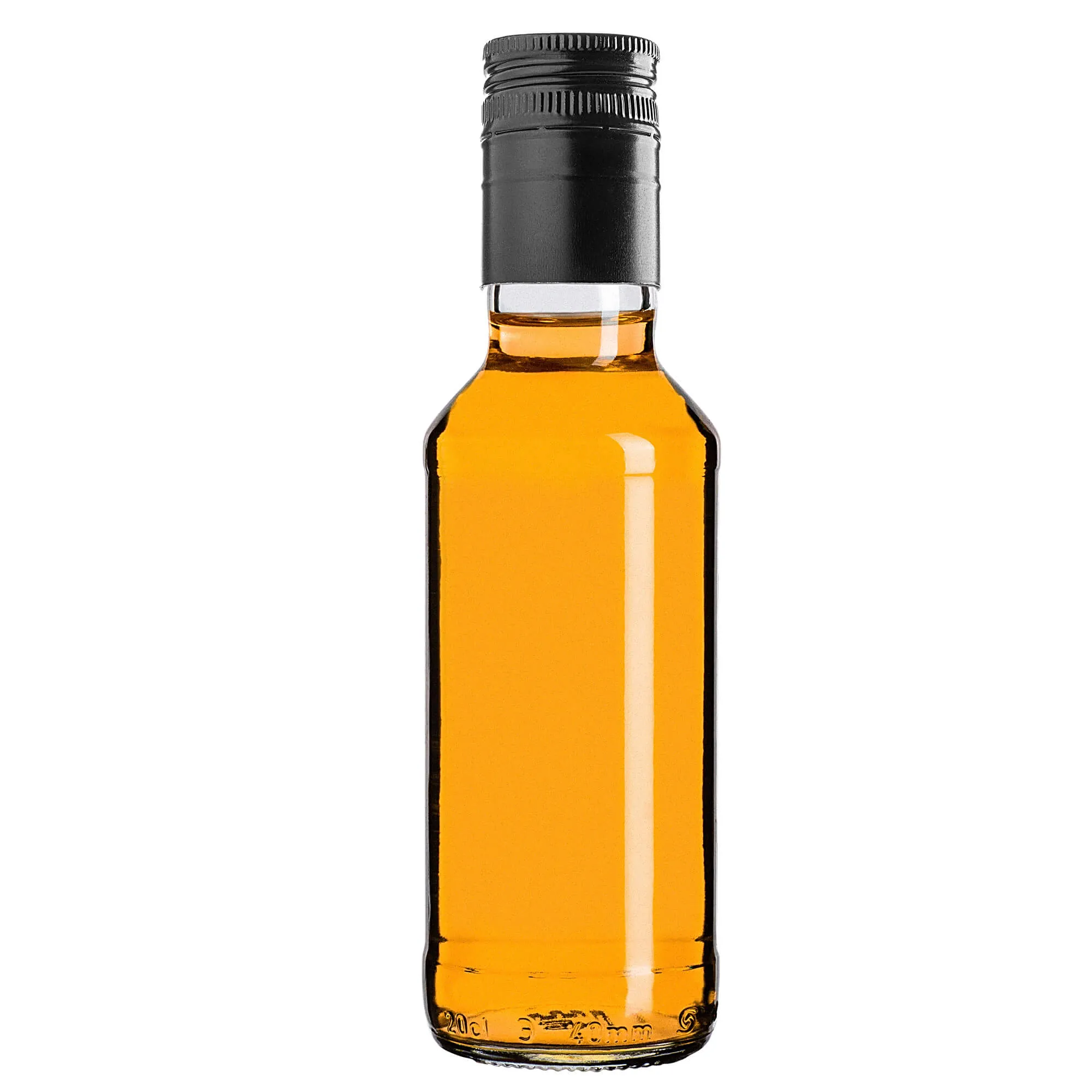 Monopol stiklinis butelis 200 ml su ilgu juodu dangteliu 1 vnt.