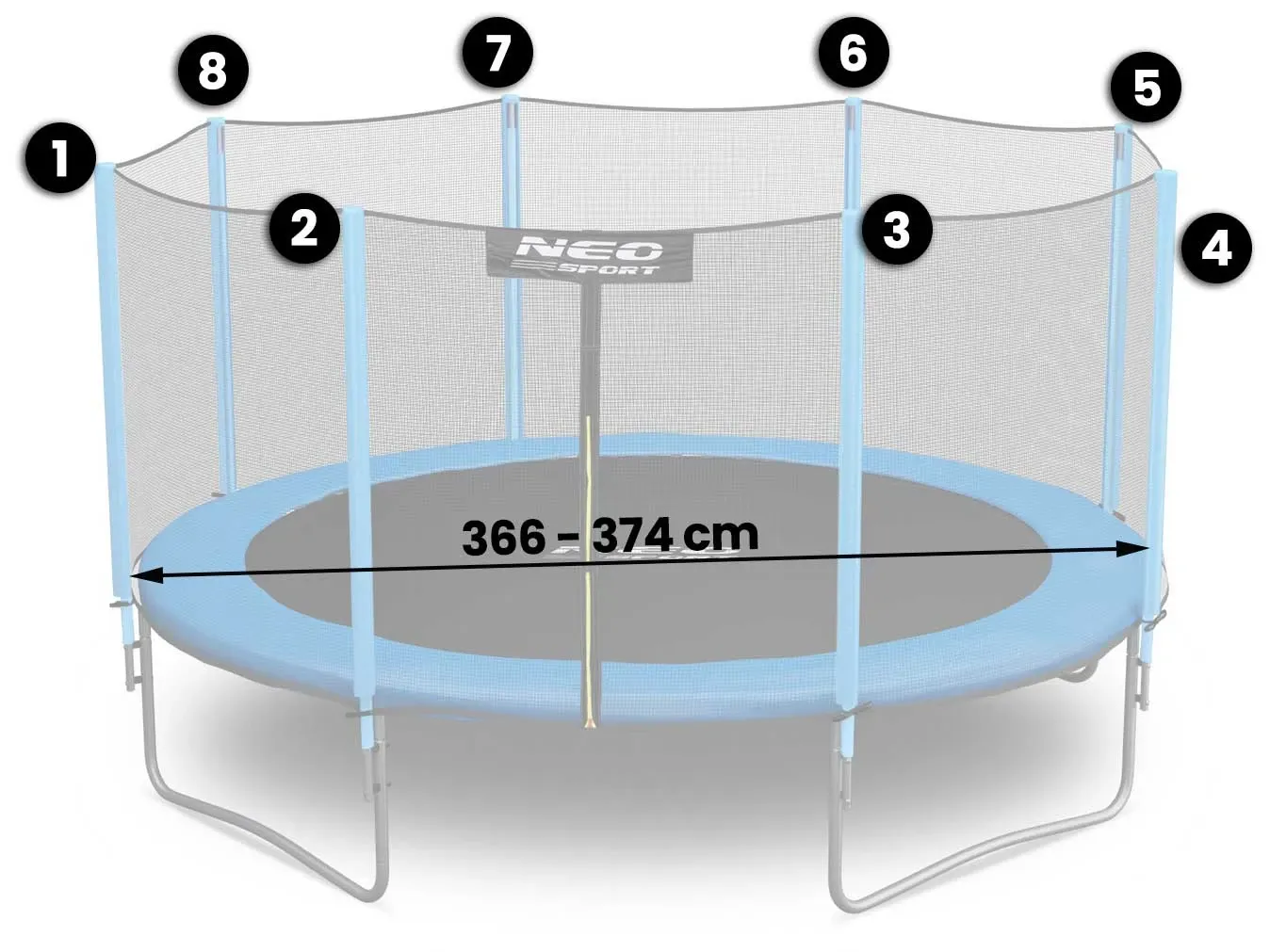 Lauko batuto tinklas 374 cm 12 pėdų Neo-Sport - nuotrauka 1