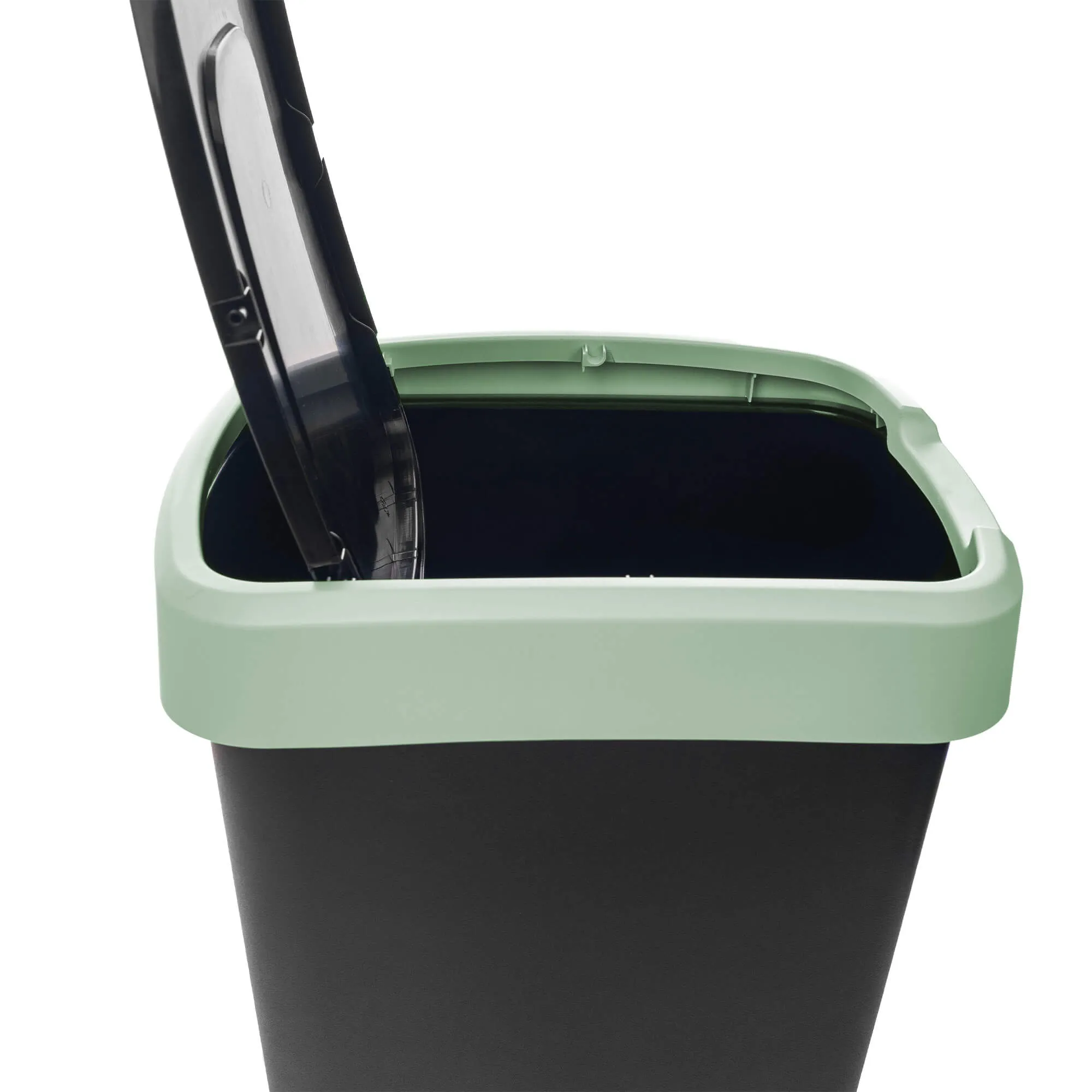 Morin 25 l šiukšliadėžė su besisukančiu dangčiu, juodos ir žalios spalvos