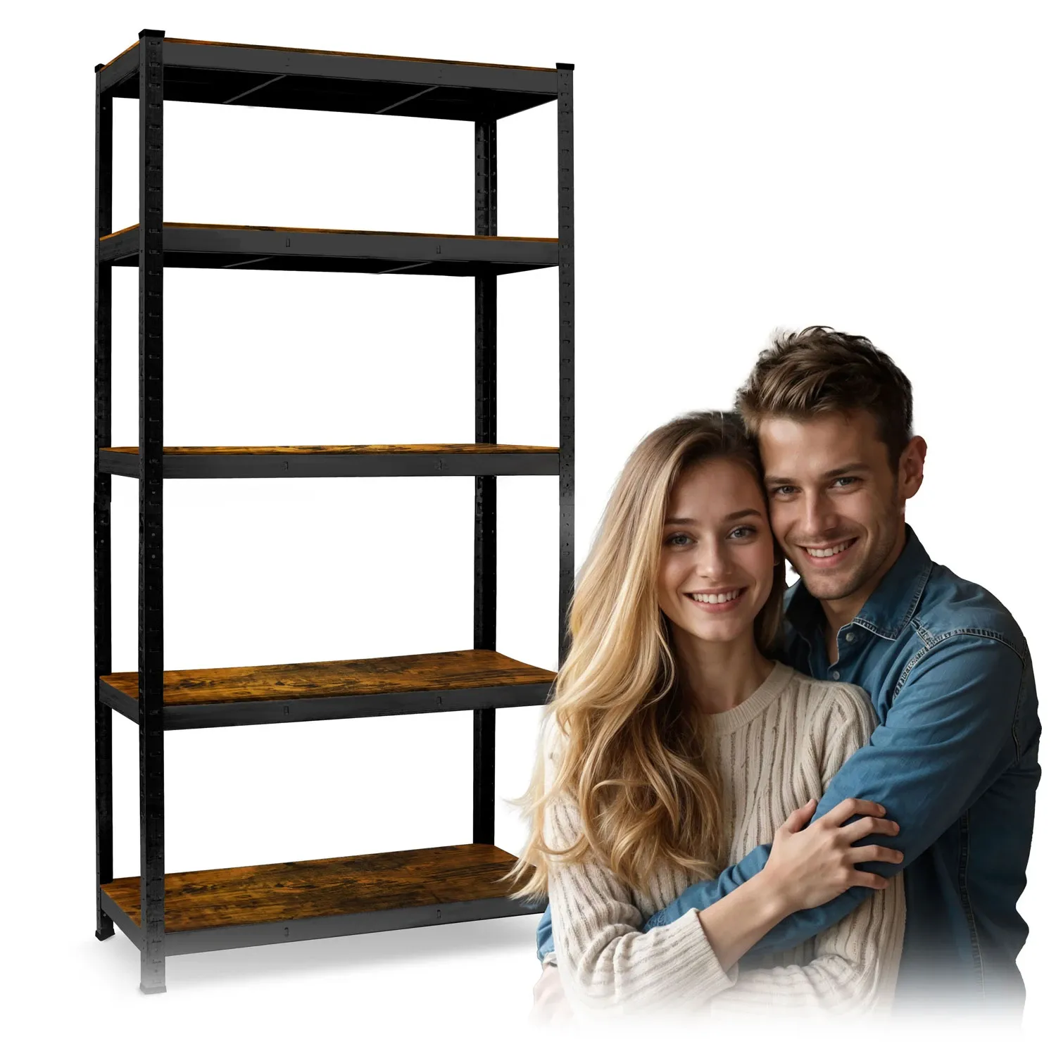 Metalinė daiktų laikymo lentyna 180 x 90 x 40 cm Humberg HR-852 juoda - nuotrauka 1