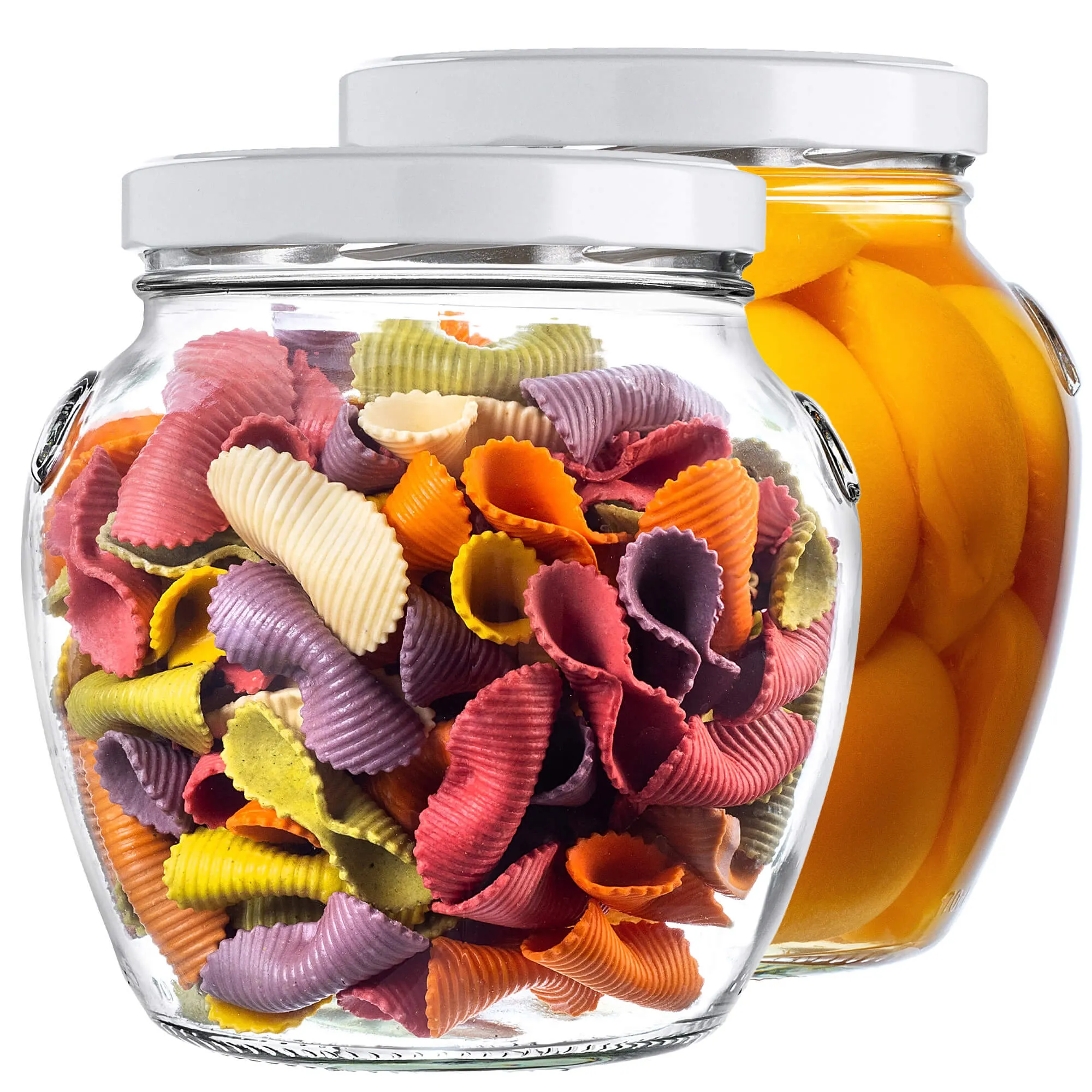 „Sassa“ konservavimo stiklainiai po 1700 ml, 2 vnt., 110 mm, + balti dangteliai