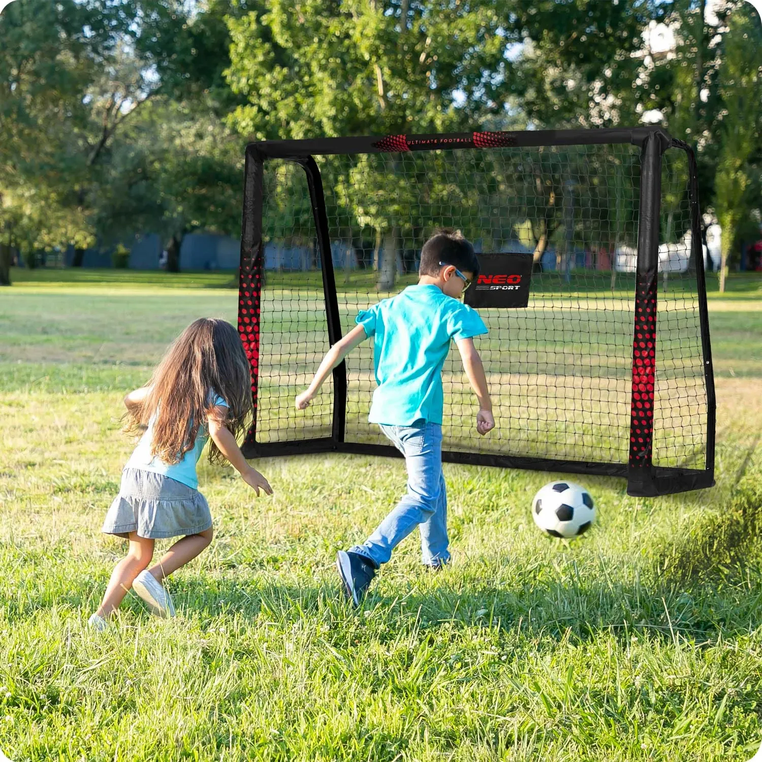 Futbolo vartai 180 x 120 x 60 cm NS-463 juodi ir raudoni - nuotrauka 1
