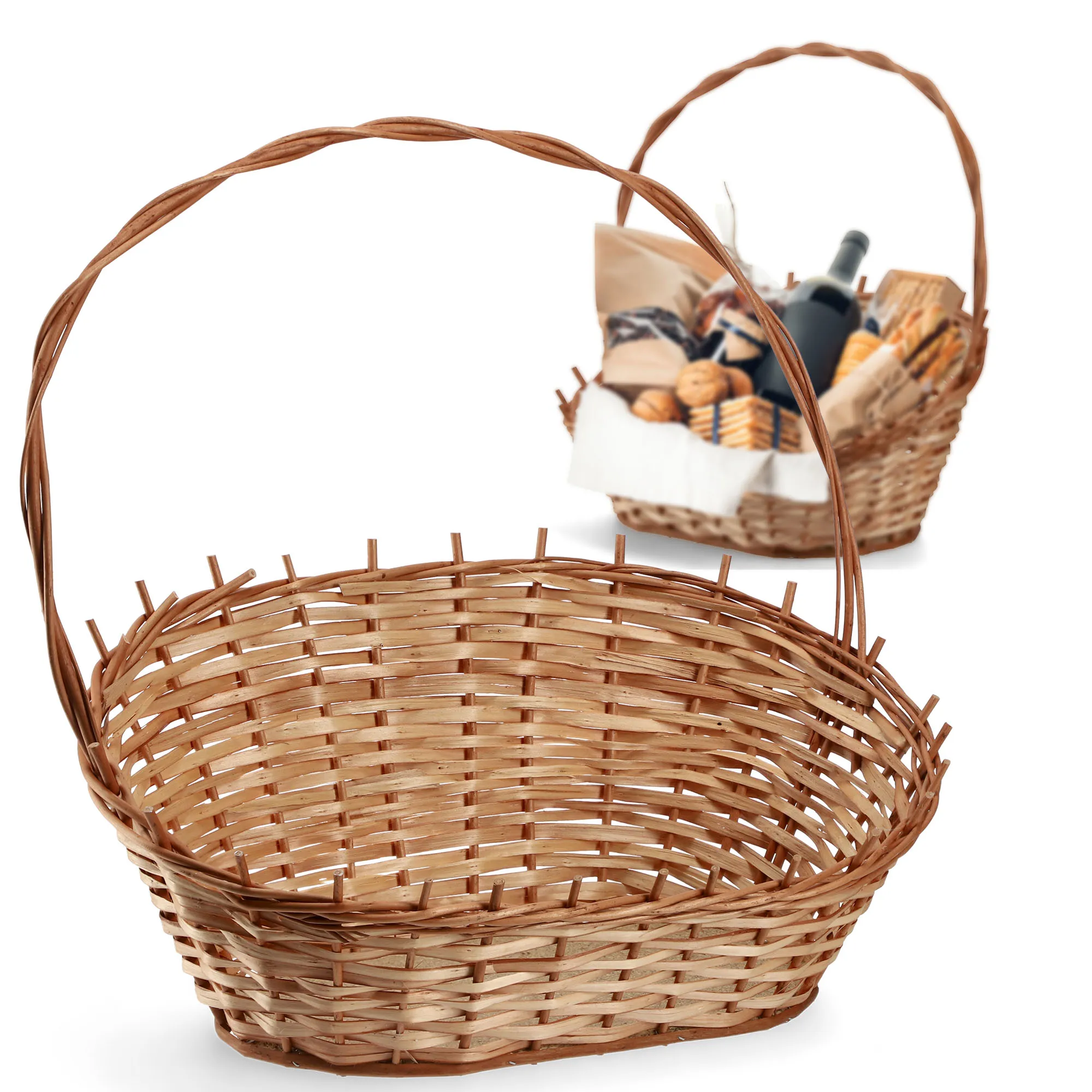 Medinis pinti dovanų krepšelis, natūralus, didelis