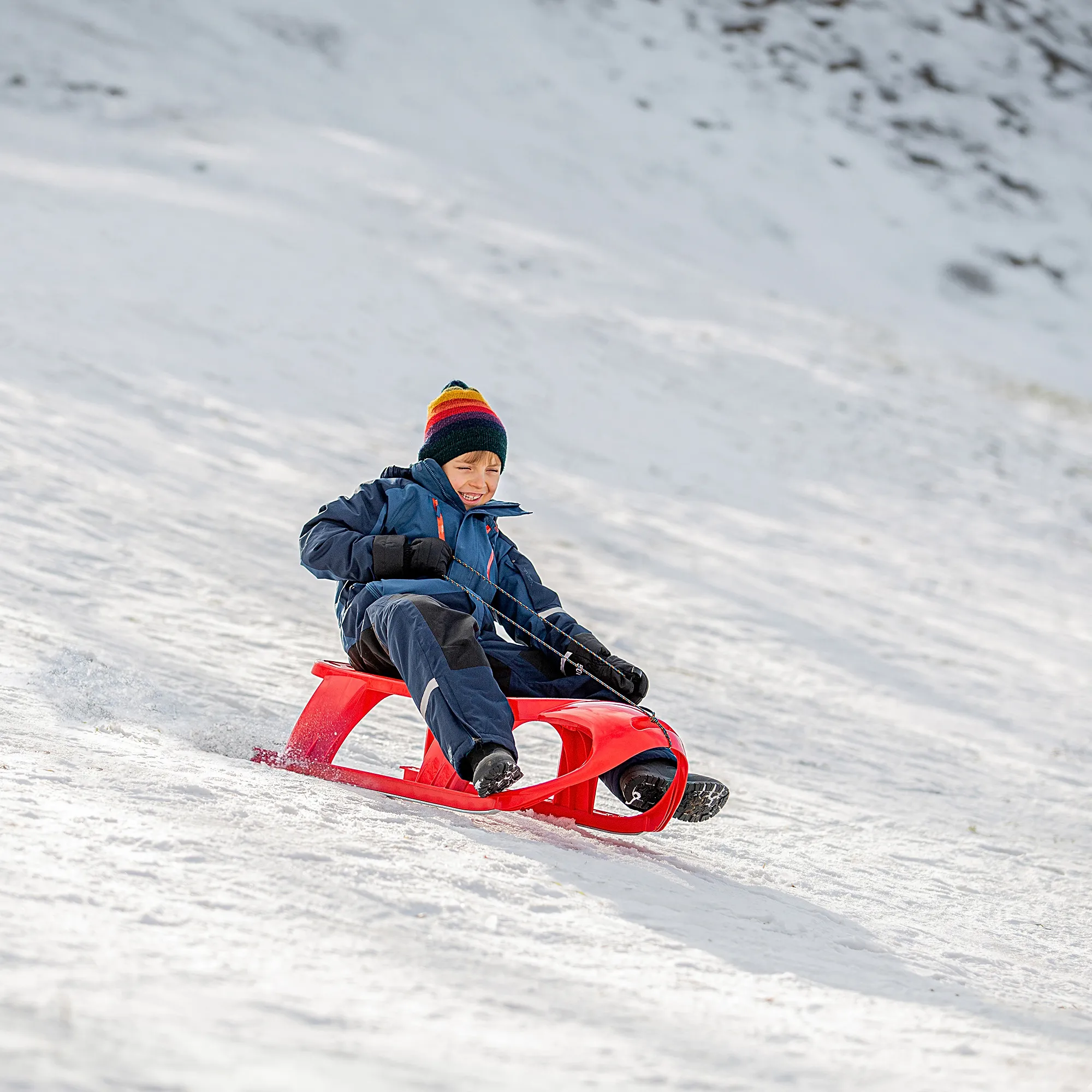 Piera plastikinės rogės vaikams, raudonos