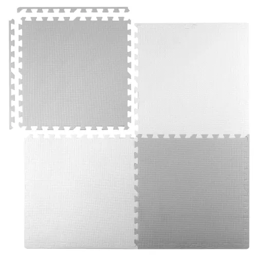 Didelis putplasčio kilimėlis, „Ricodids“ dėlionė 60x60 cm, 4 vnt., balta ir pilka - nuotrauka 1