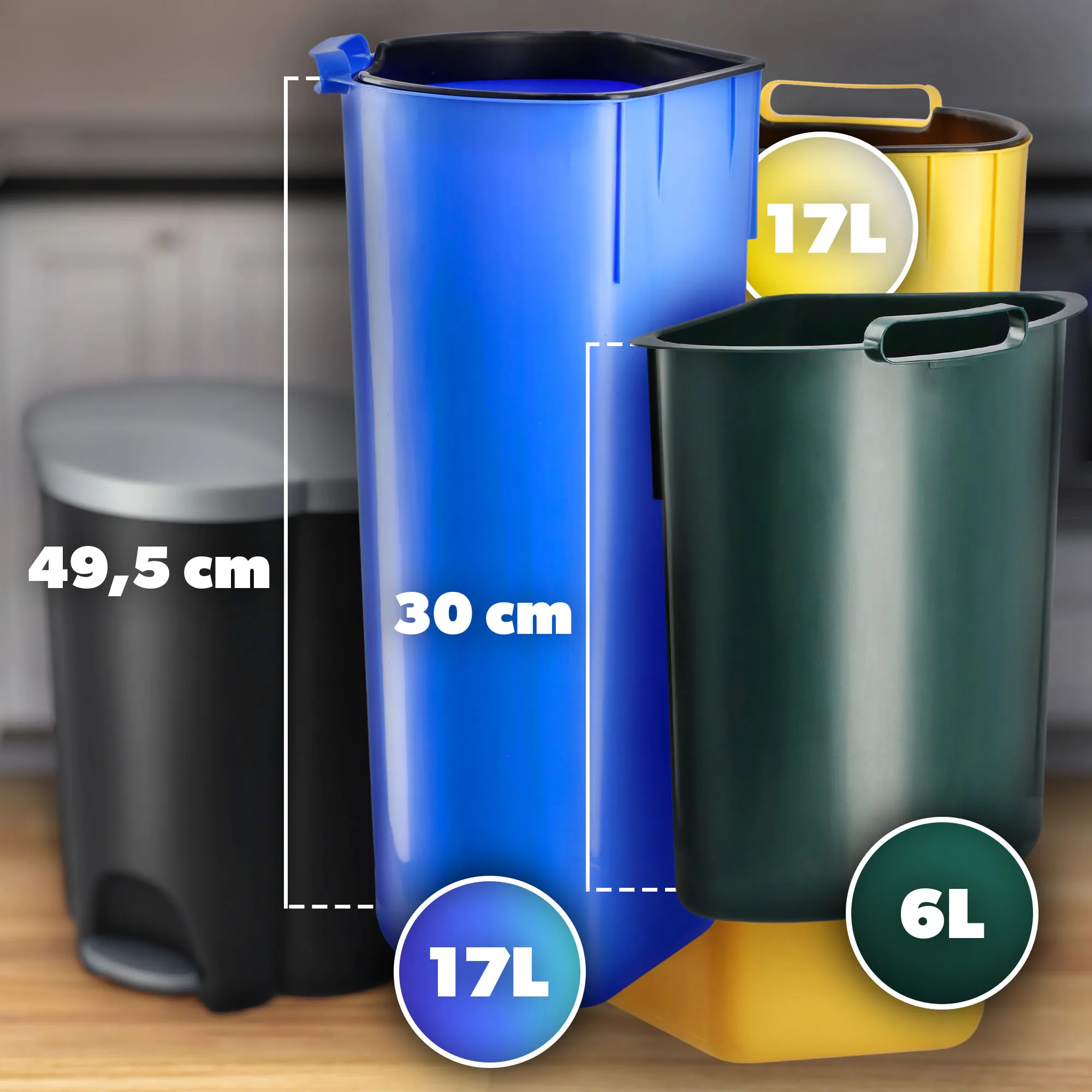 „Curver Trio“ 40 l talpos juoda atliekų rūšiavimo dėžė