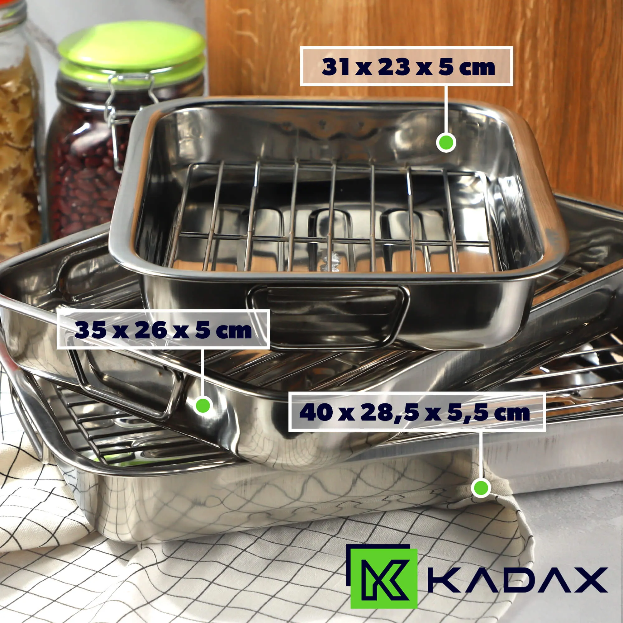 40 cm skersmens plieninė kepimo skarda su grotelėmis „Motte“