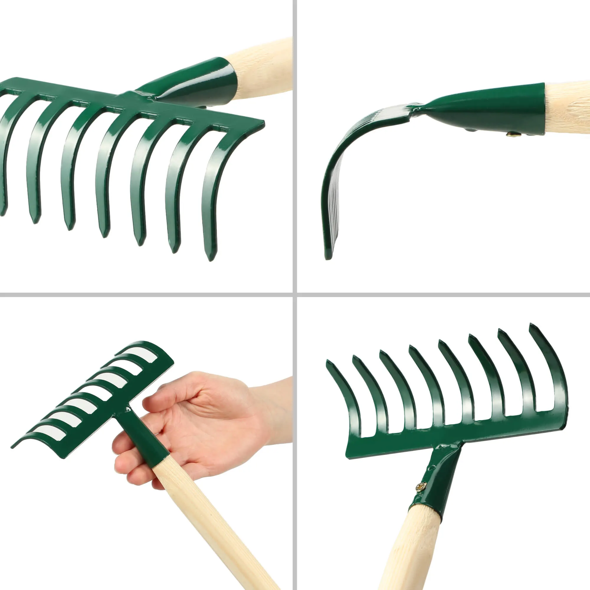 Metalinis grėblys 36 x 16 cm, žalias