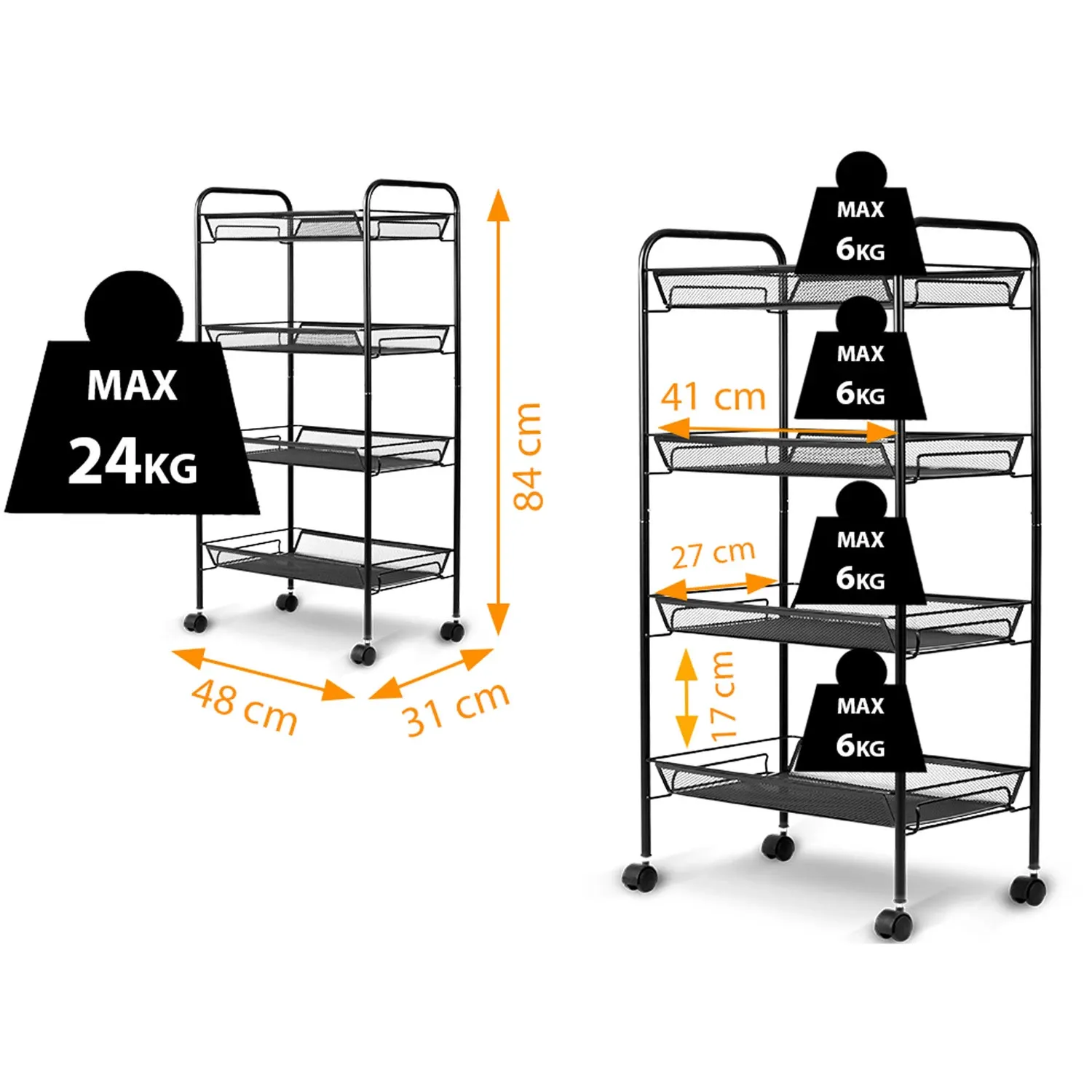 Massido MS-620 metalinė lentyna ant ratukų - nuotrauka 1
