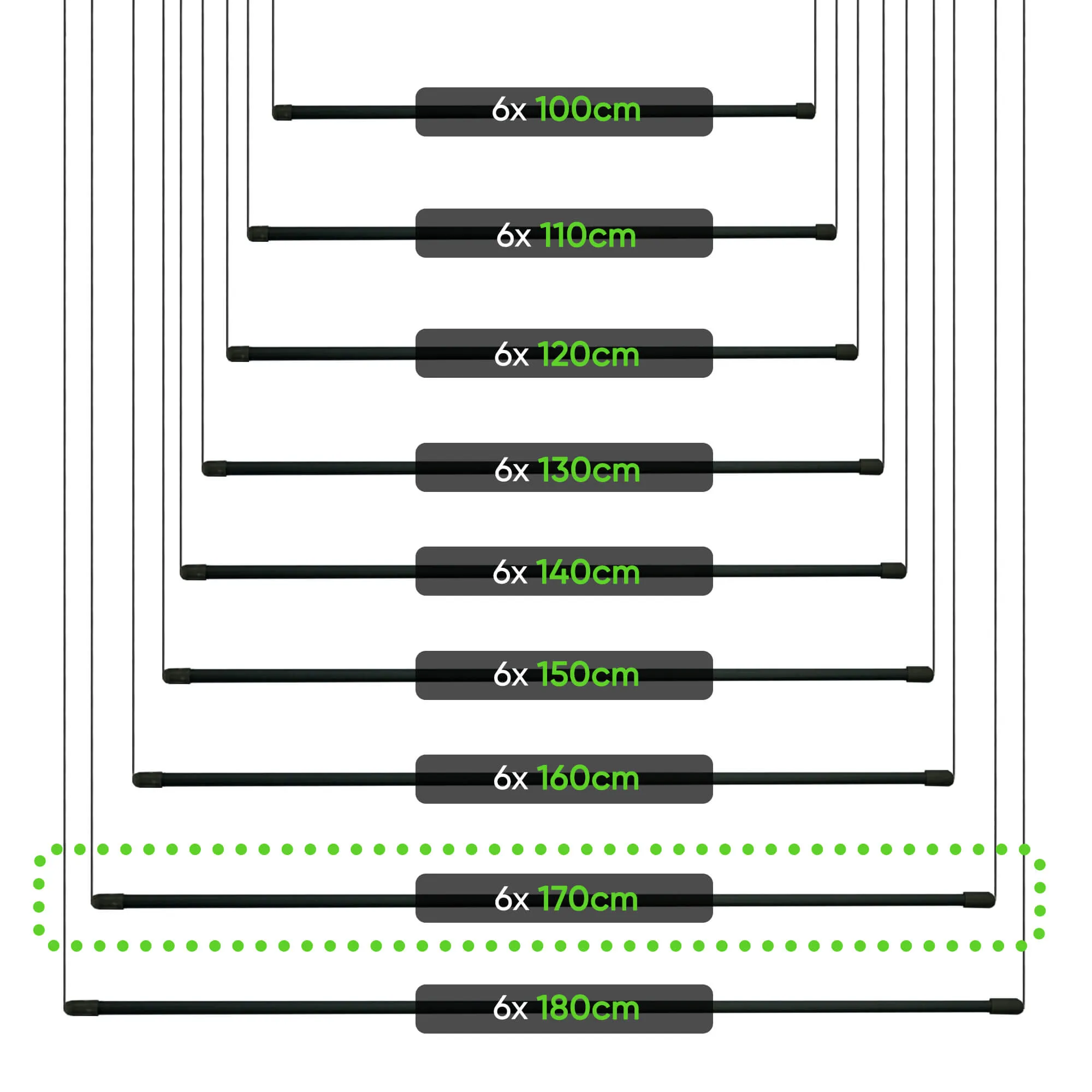 „Torp“ lubinė drabužių džiovyklė, 6 stovai, 170 cm, juoda