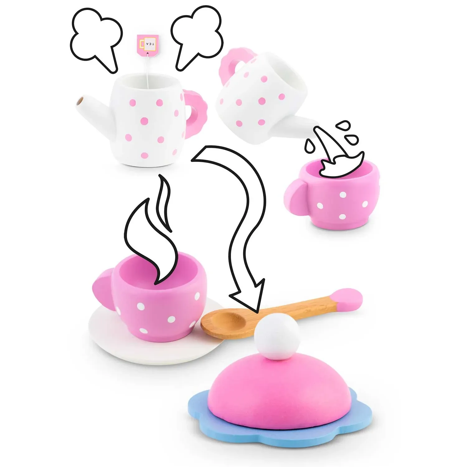 Medinis žaislinis arbatos rinkinys RK-869 Ricokids - nuotrauka 1