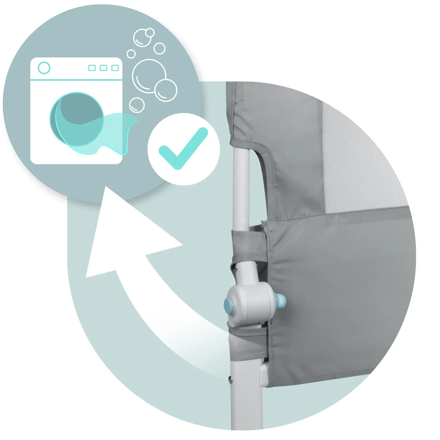 Apsauginė lovos užtvara, apsauginiai varteliai, spyna, 180 cm, Nukido NK-228, pilka - nuotrauka 1