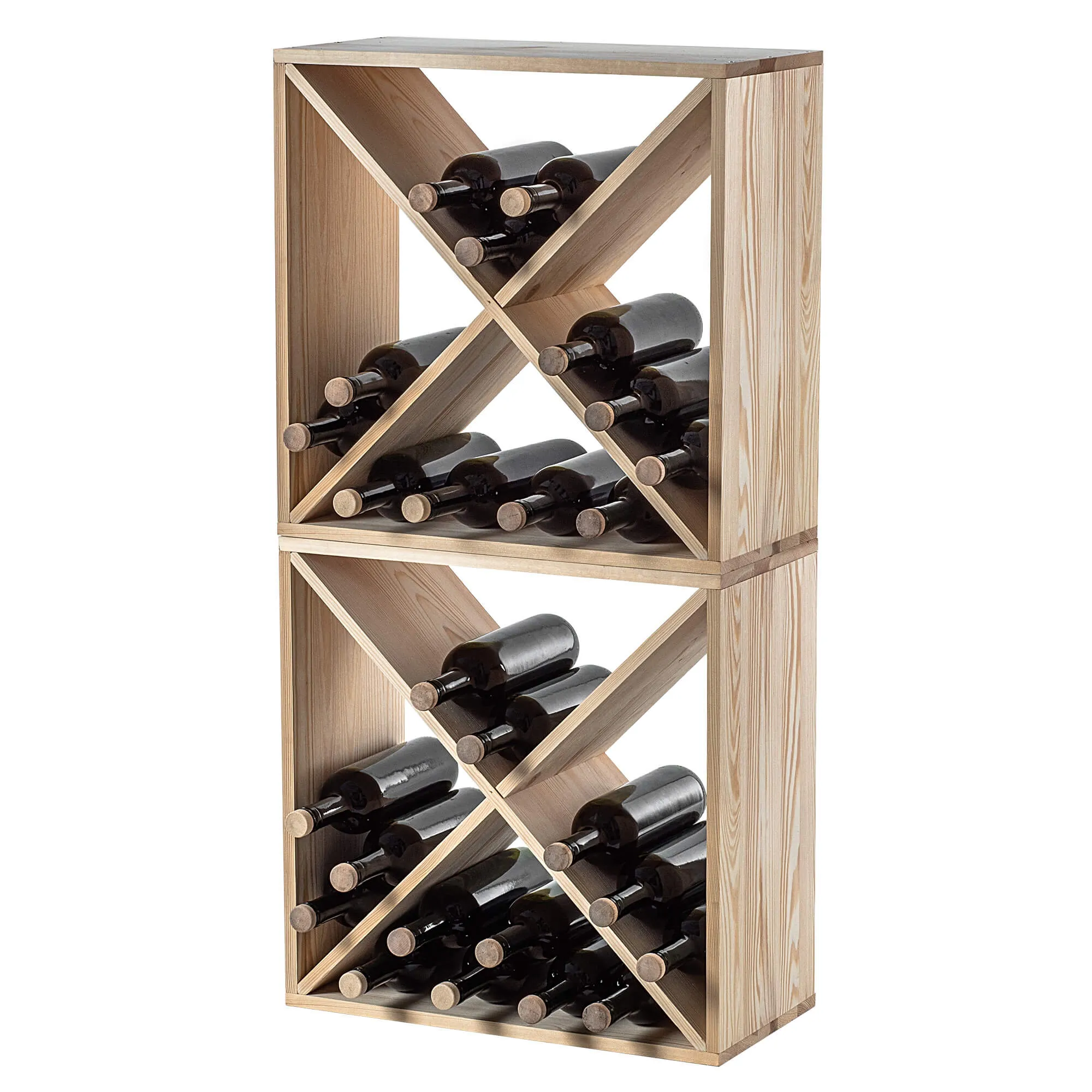 „Loreo X“ vyno lentynėlė, medinė, šviesiai ruda, 2 vnt.