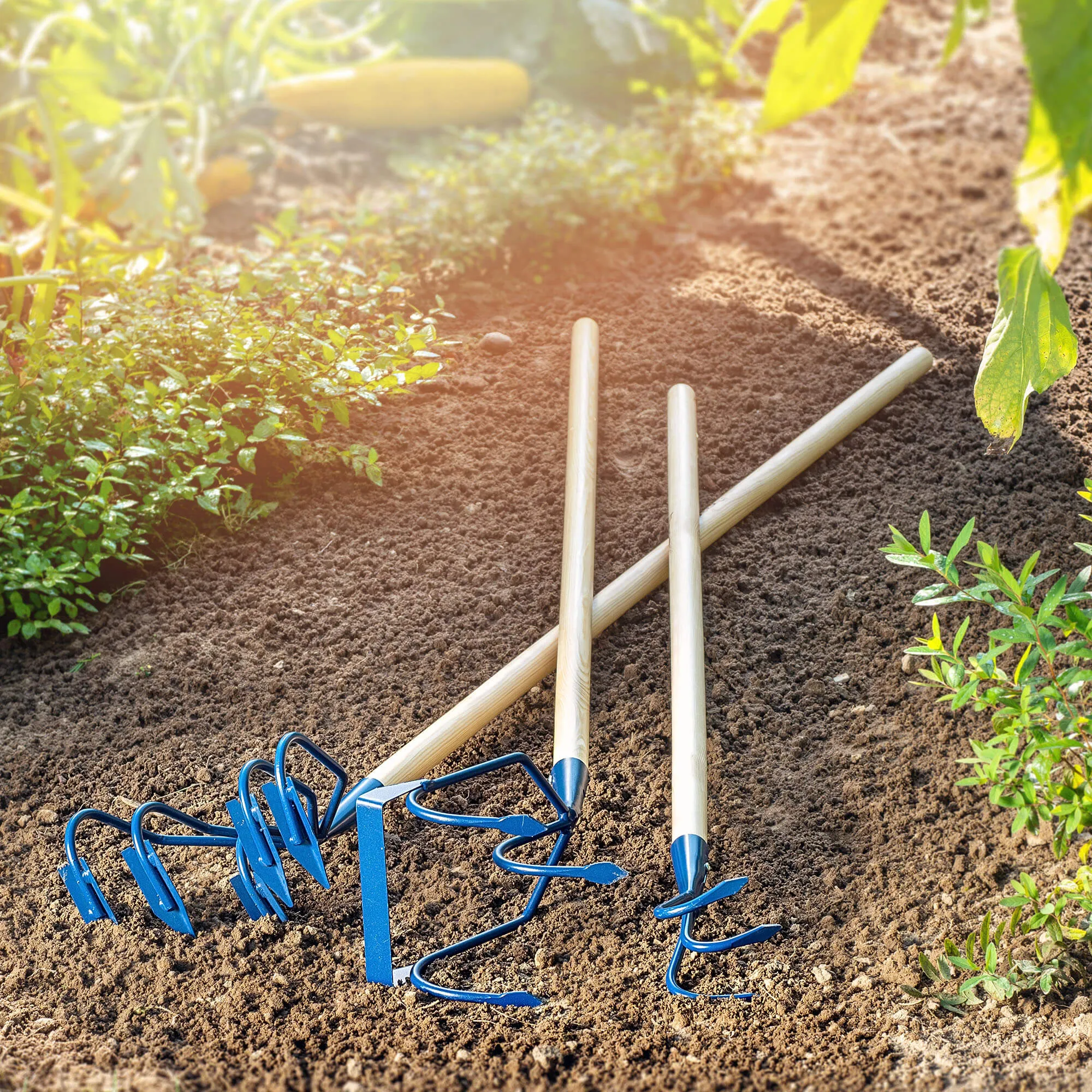 „Cogne“ 3 dantų rankinis kultivatorius, 142 cm, mėlynas