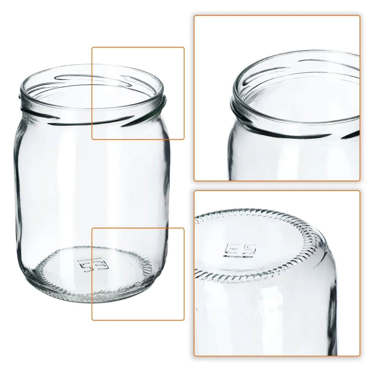 Senos stikliniai indeliai 540 ml, 8 vnt., 82 mm, be dangtelių