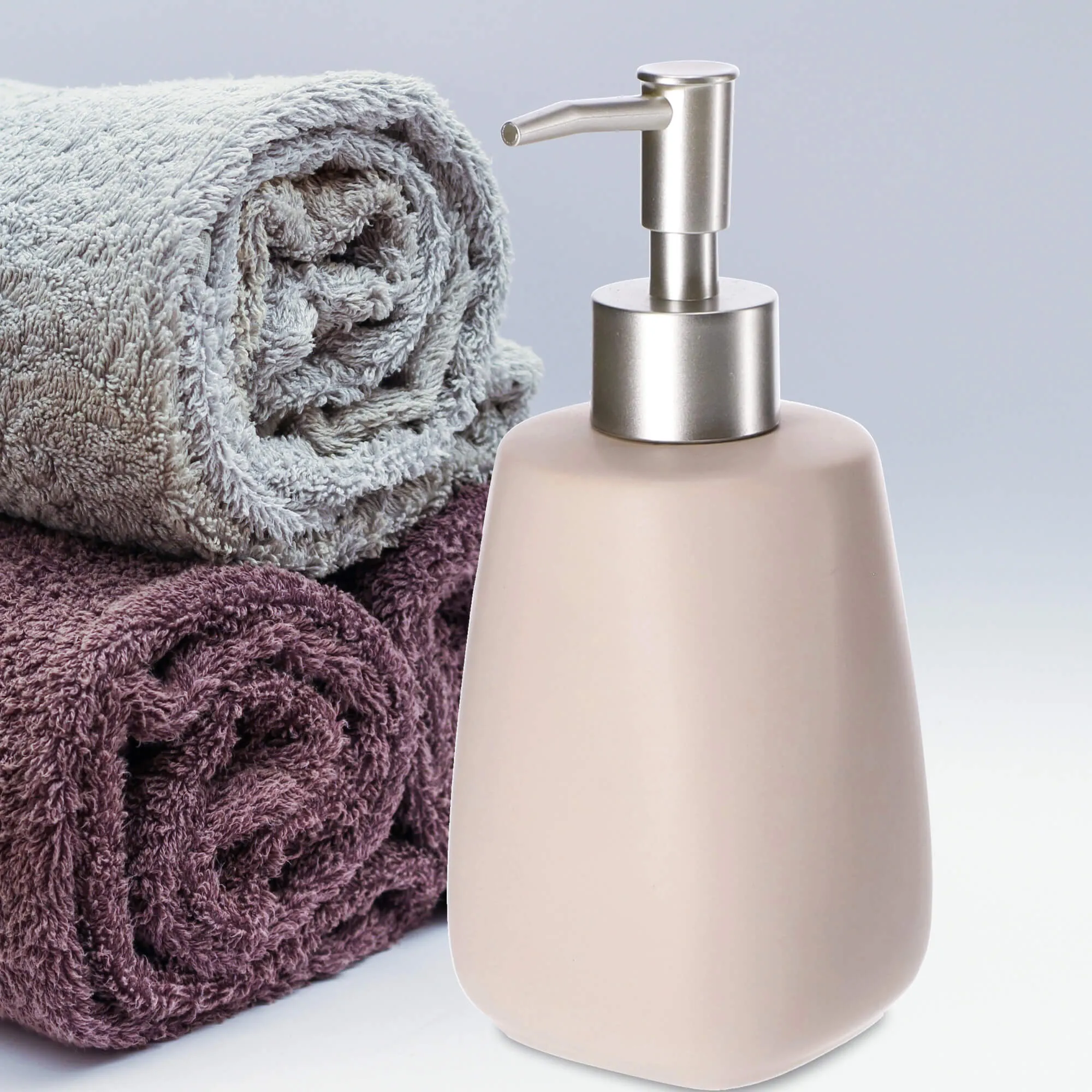 Palmi muilo dozatorius su pompa, 400 ml, smėlio spalvos