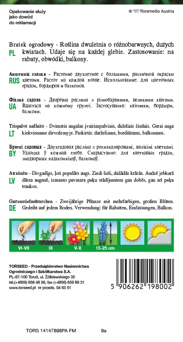 Stambiažiedė našlaitė – Viola wittrockiana mišinys 0,5 g