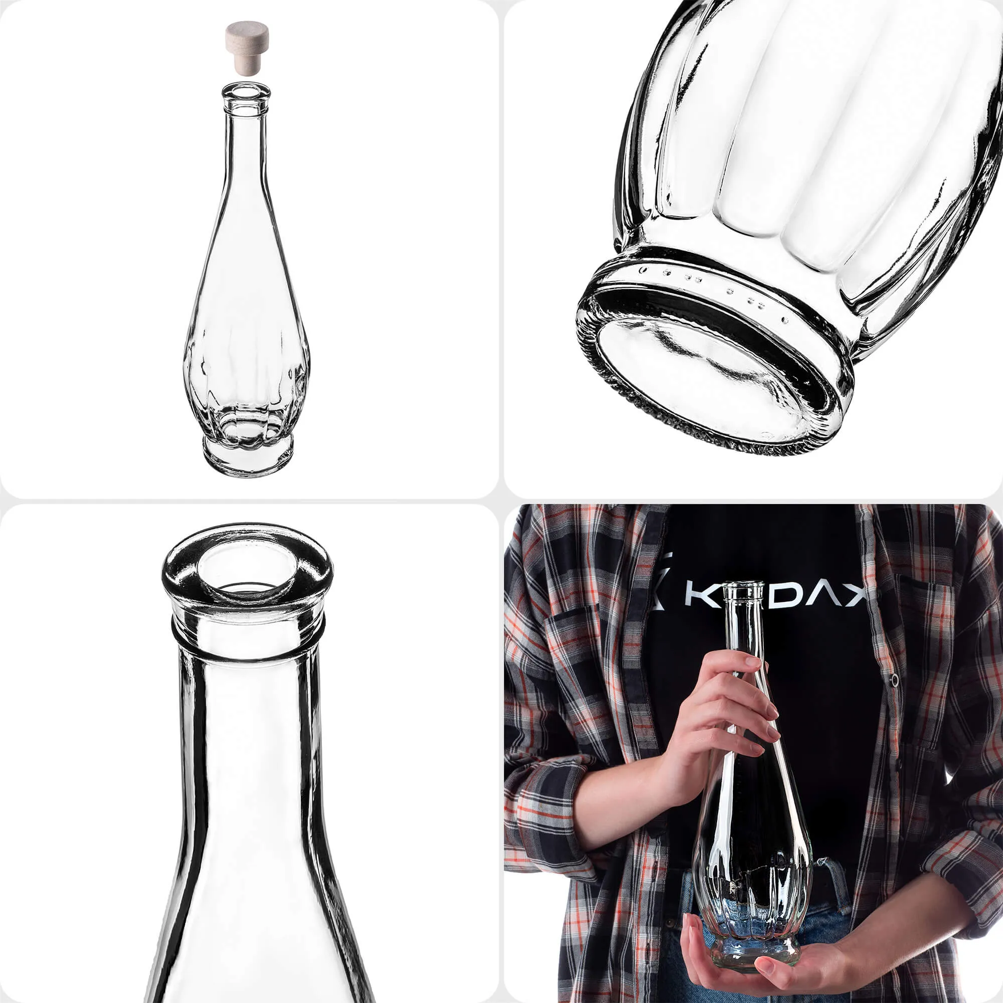 „Cona“ stiklinis tinktūros buteliukas 750 ml su sintetiniu kamščiu, 10 vnt.