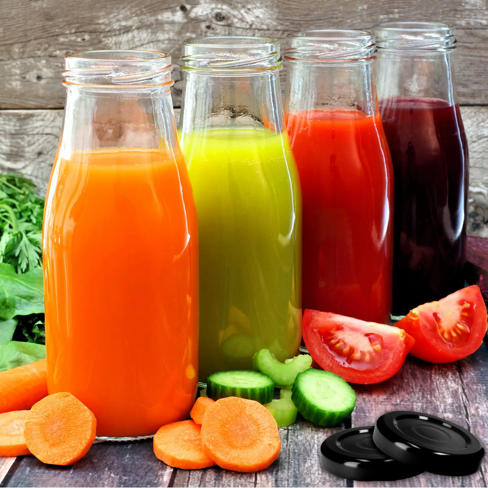 Dangteliai stiklainiams ir buteliams, 10 vnt., 48 cm skersmens, juodi