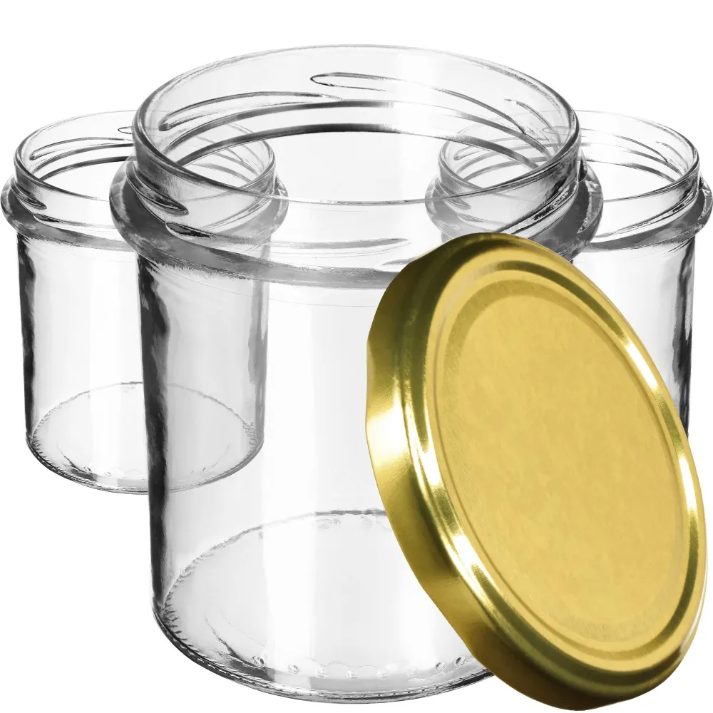 Avila konservavimo stiklainiai 350 ml, 10 vnt., 82 mm + auksiniai dangteliai