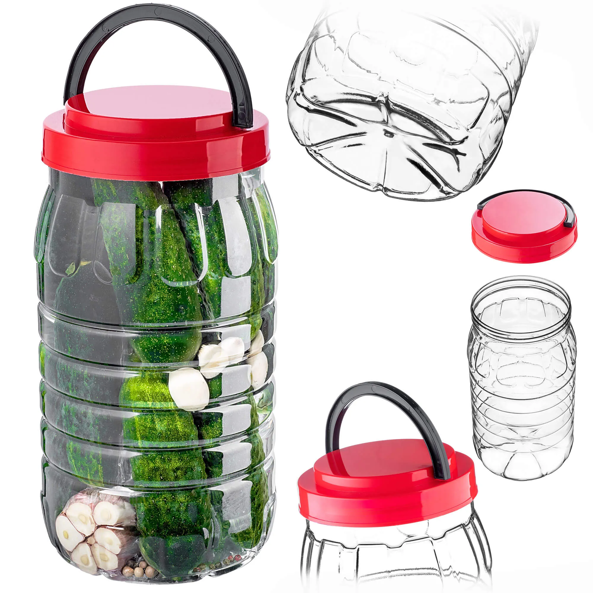 PET indelis su užsukamu dangteliu ir rankena „Riccia universal“ 3 l, 1 vnt.