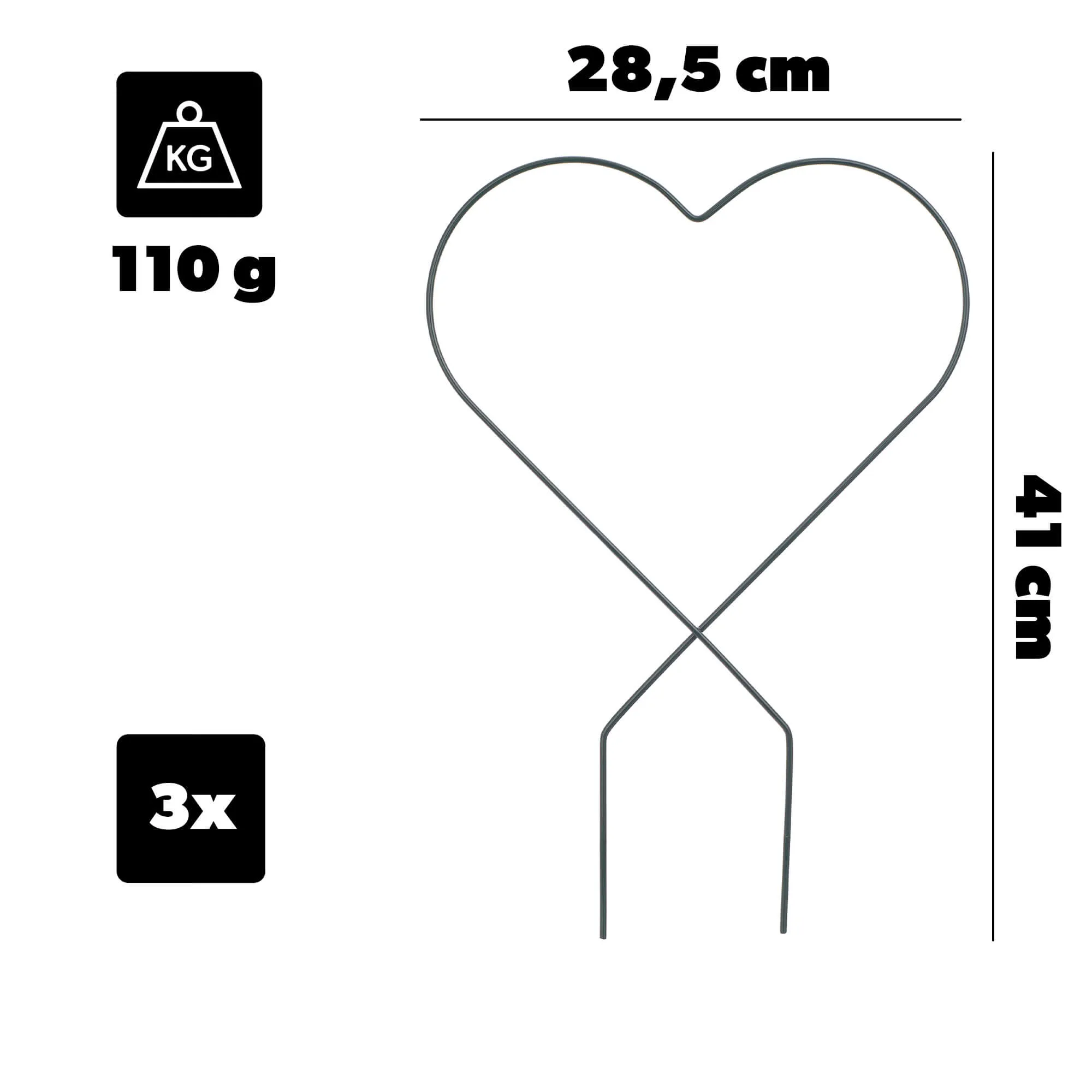 Fora širdies formos puodo laikikliai, 3 vnt.