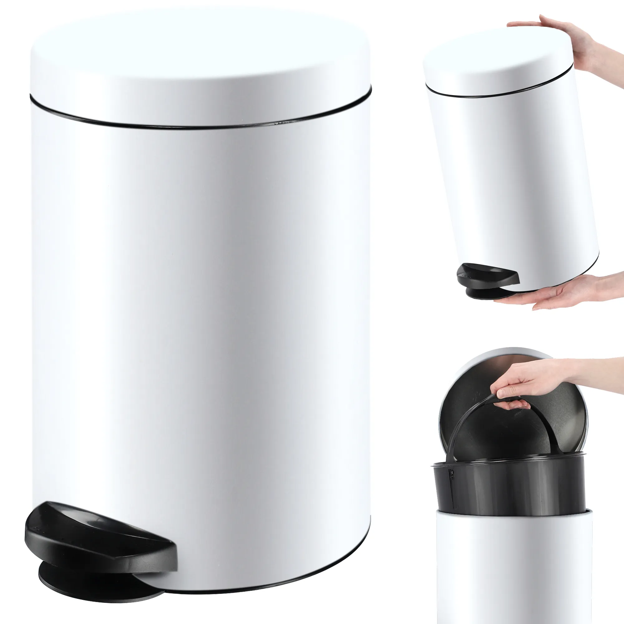 „Melfi“ 14 l plieninė šiukšliadėžė, balta