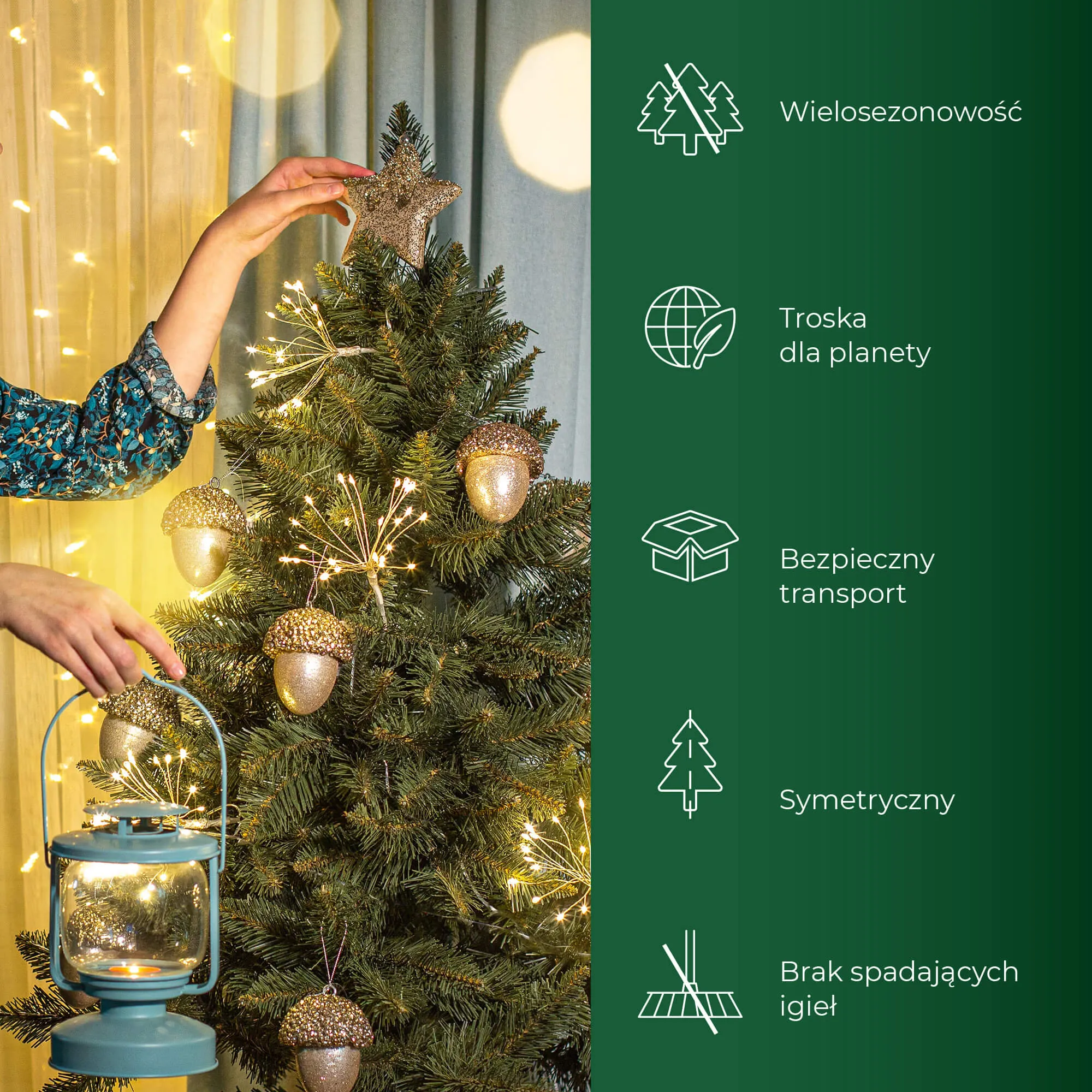 Dirbtinė Kalėdų eglutė ant eglės kamieno Mireval 160 cm