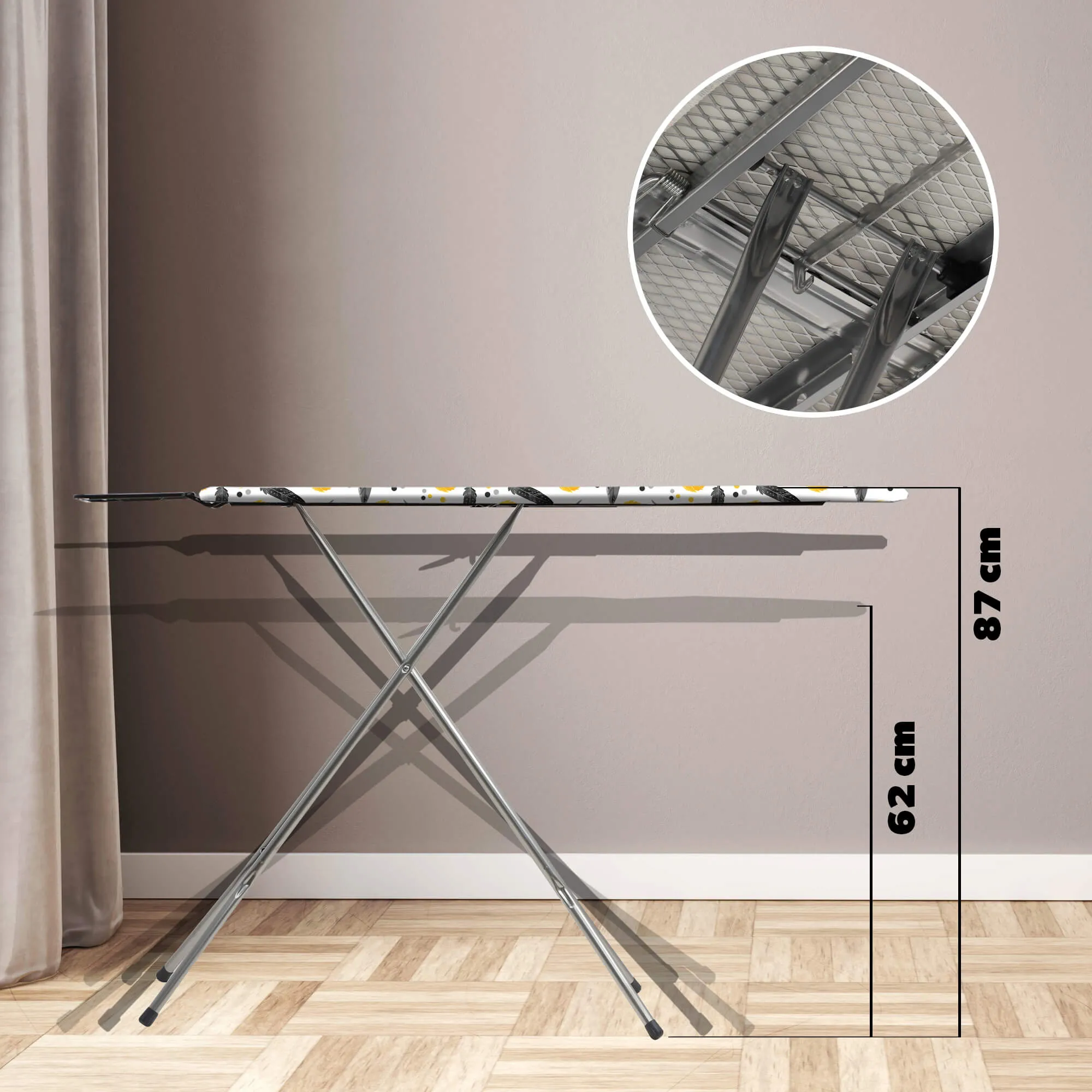 Tasjo lyginimo lenta 105 x 30 cm, geltona, su rankena