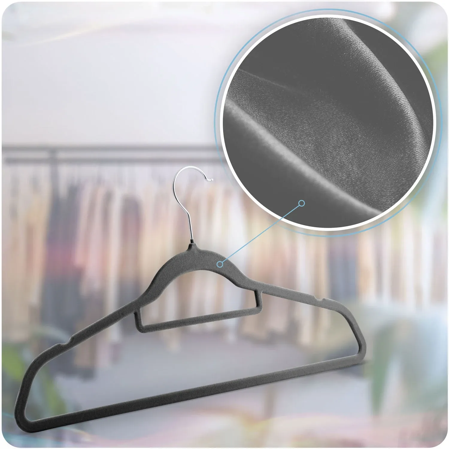 Aksominės drabužių pakabos, 20 vnt., MS-859, Massido - nuotrauka 1