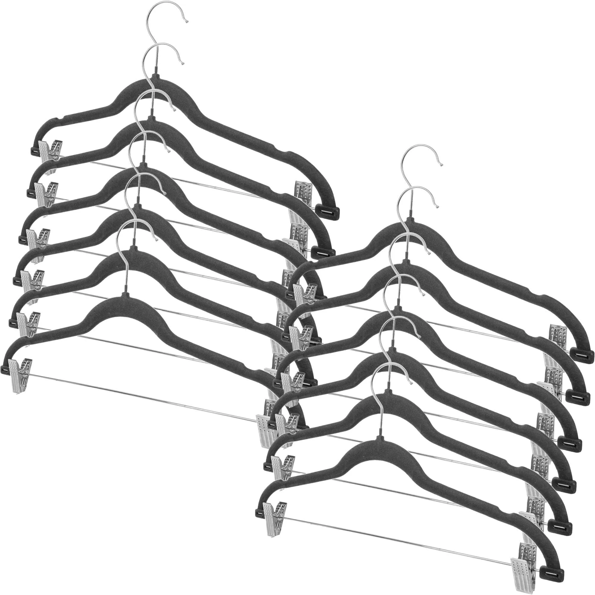 Aube kamšalu dengta drabužių pakaba su segtukais, tamsiai pilka, 12 vnt.