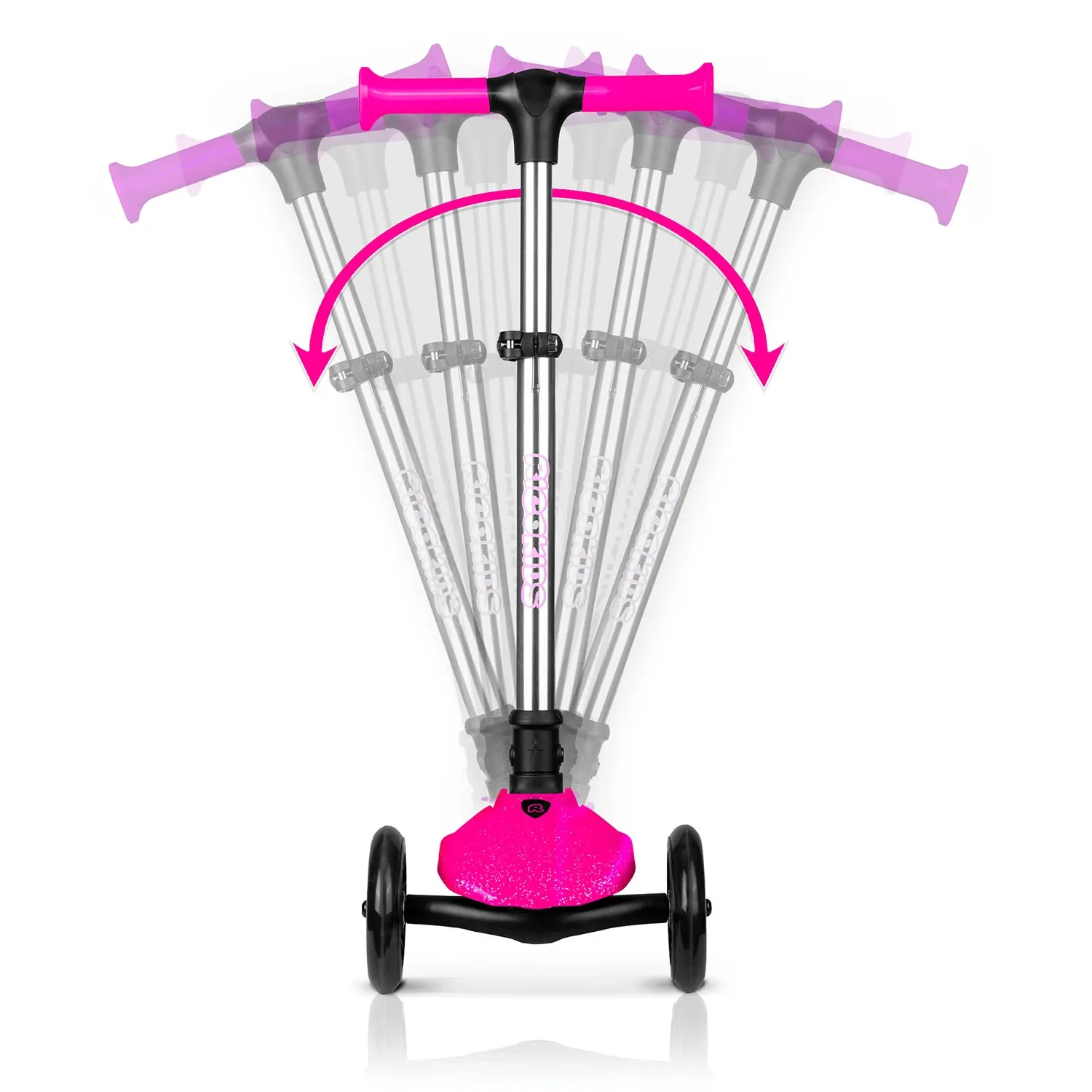 „Ricokids Jelly“ triratis balansinis paspirtukas vaikams, šviečiantis tamsoje - rožinis - nuotrauka 1