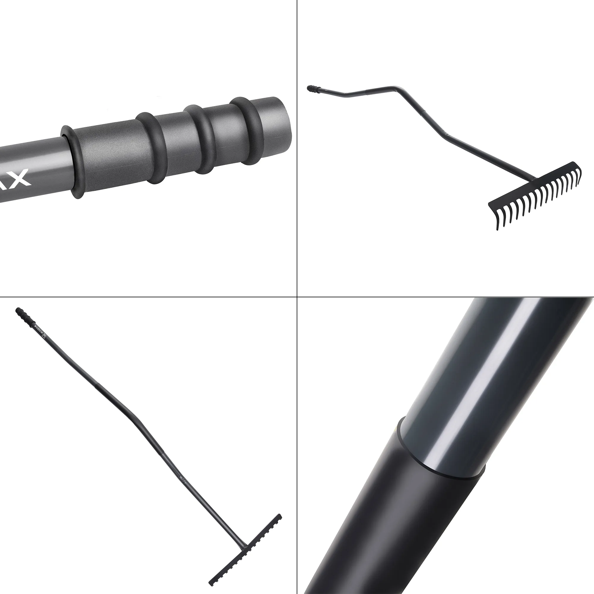 Peone ergonomiškas 16 dantų grafitinis metalinis grėblys