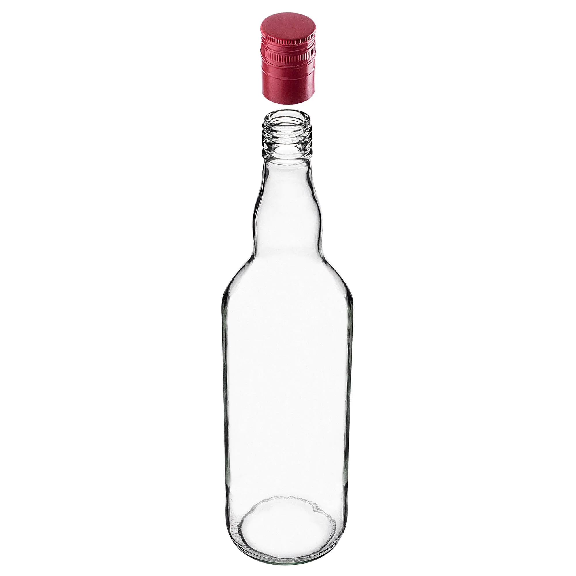 Monopol stikliniai buteliai 700 ml su ilgu raudonu dangteliu, 10 vnt.