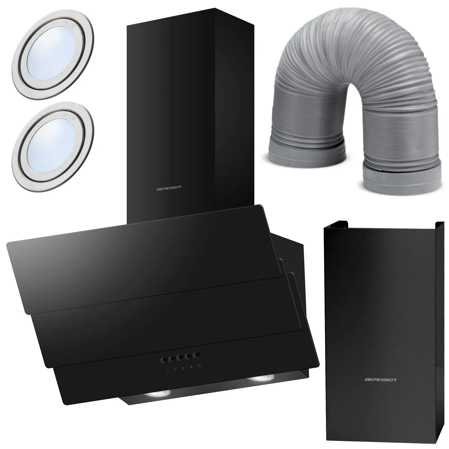 Berdsen BT-212 60 cm kamino formos viryklės gartraukis, juodas - nuotrauka 1