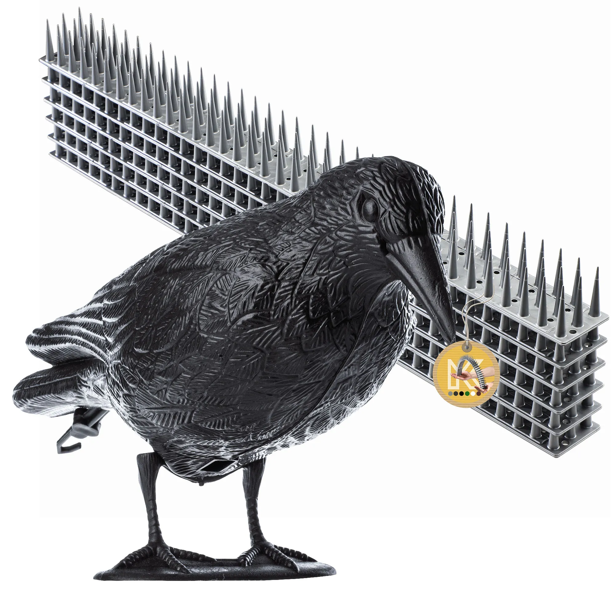 Plastikiniai paukščių spygliai 6 vnt., sidabriniai + varnas